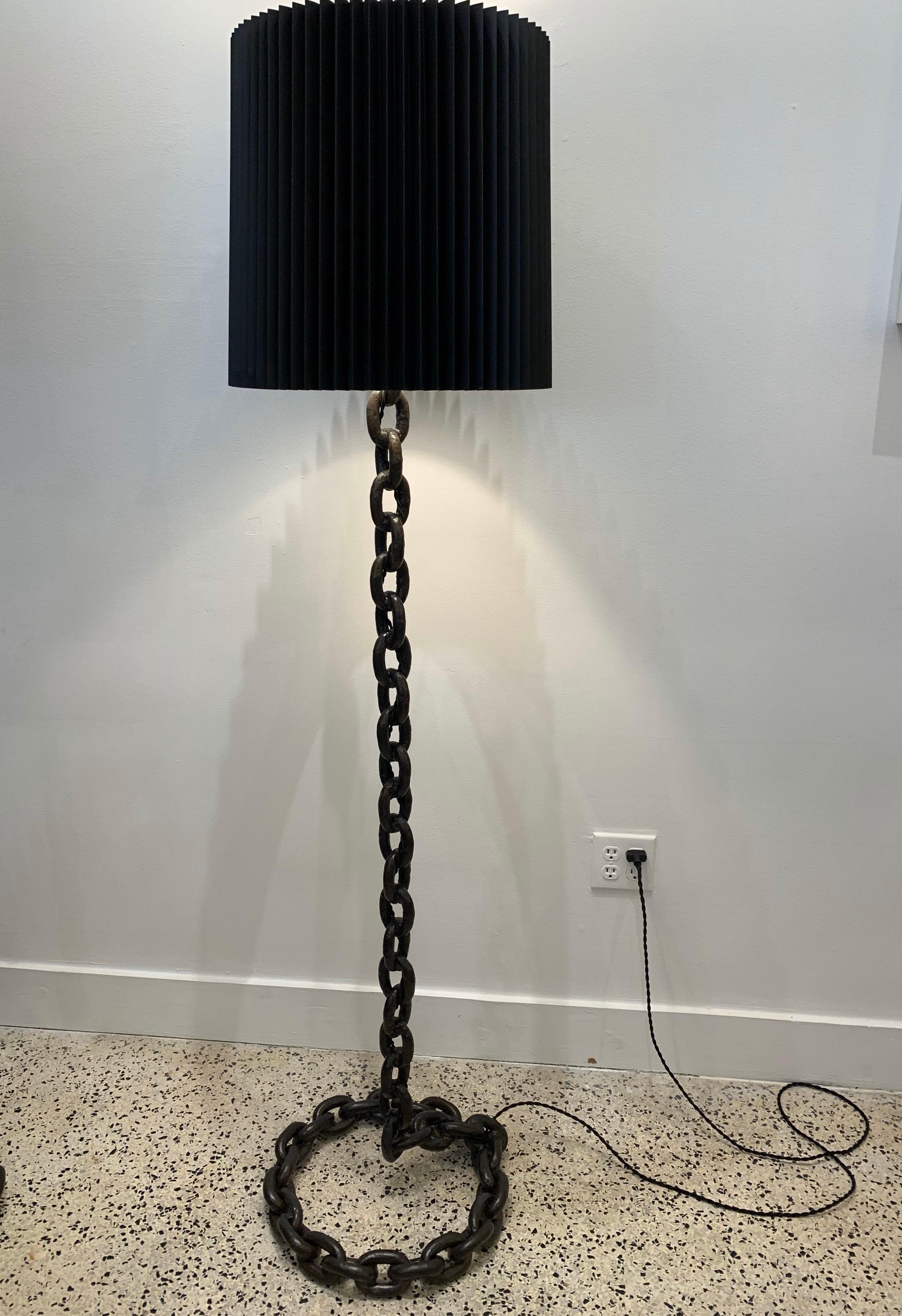Heavy Iron Chain Links Floor Lamp in the Style of Franz West 4