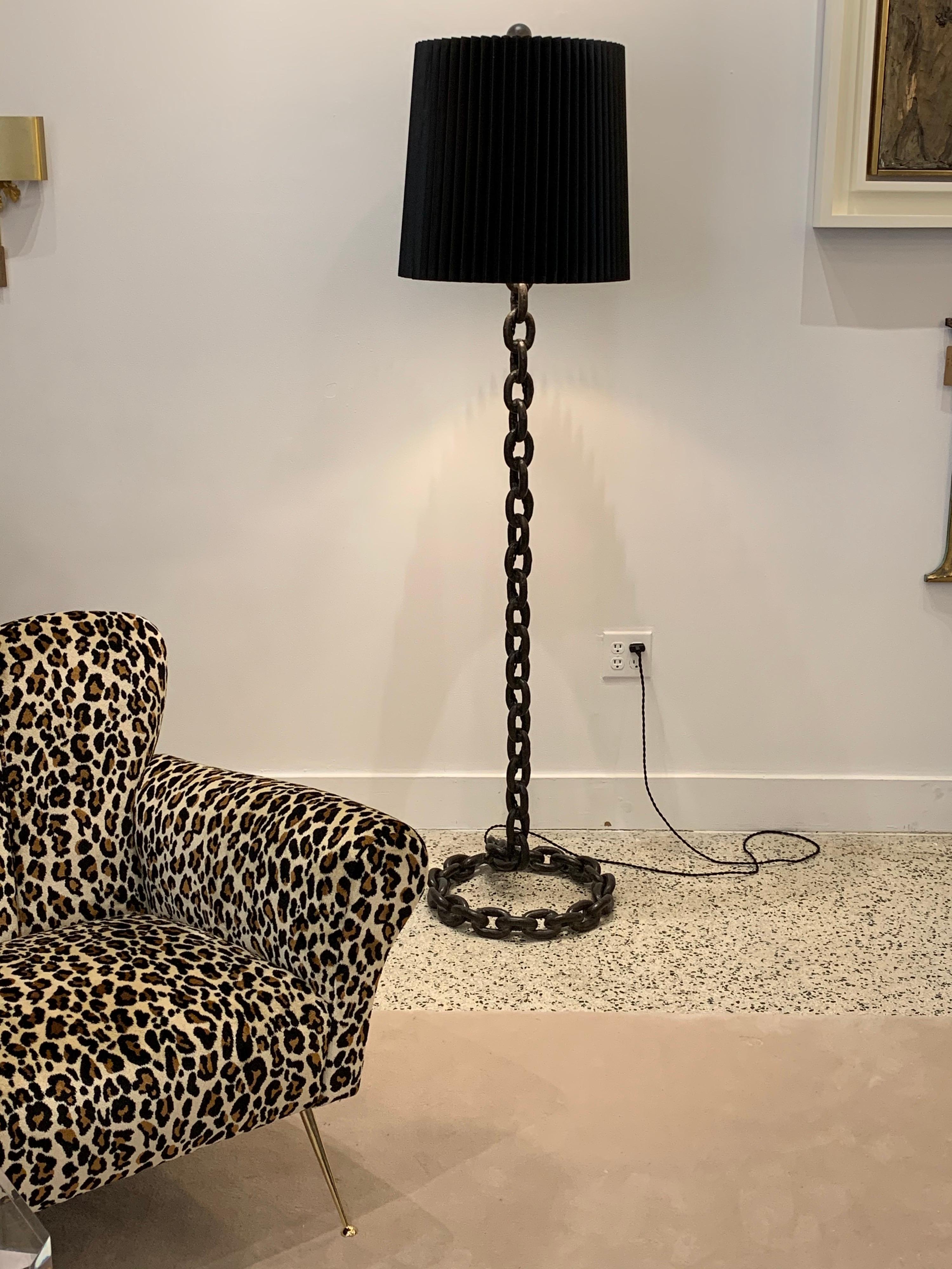 Heavy Iron Chain Links Floor Lamp in the Style of Franz West 5