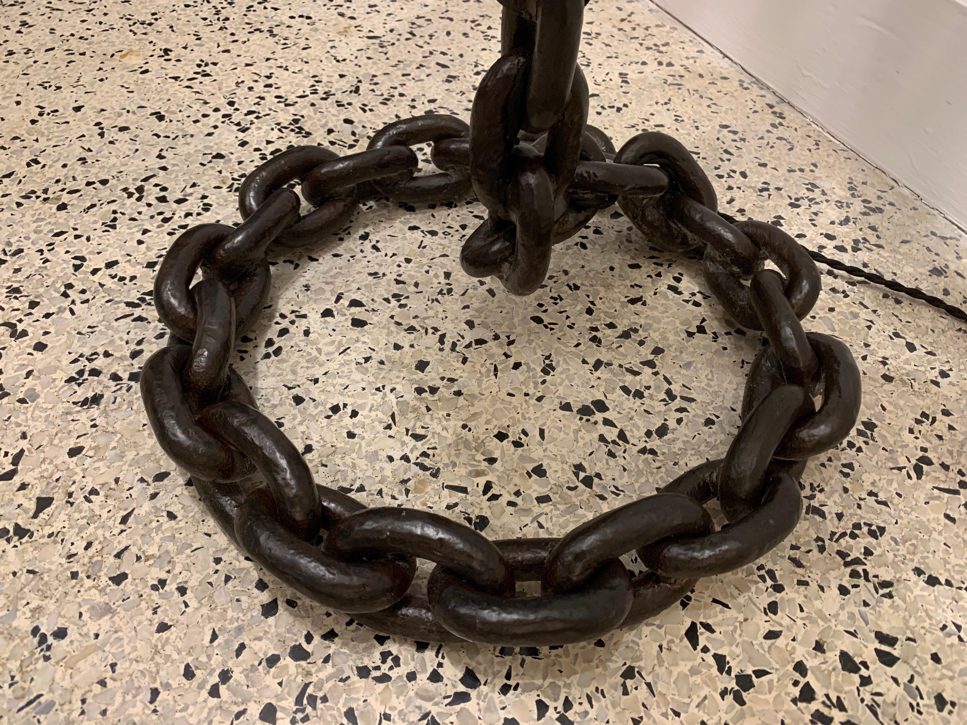 American Heavy Iron Chain Links Floor Lamp in the Style of Franz West