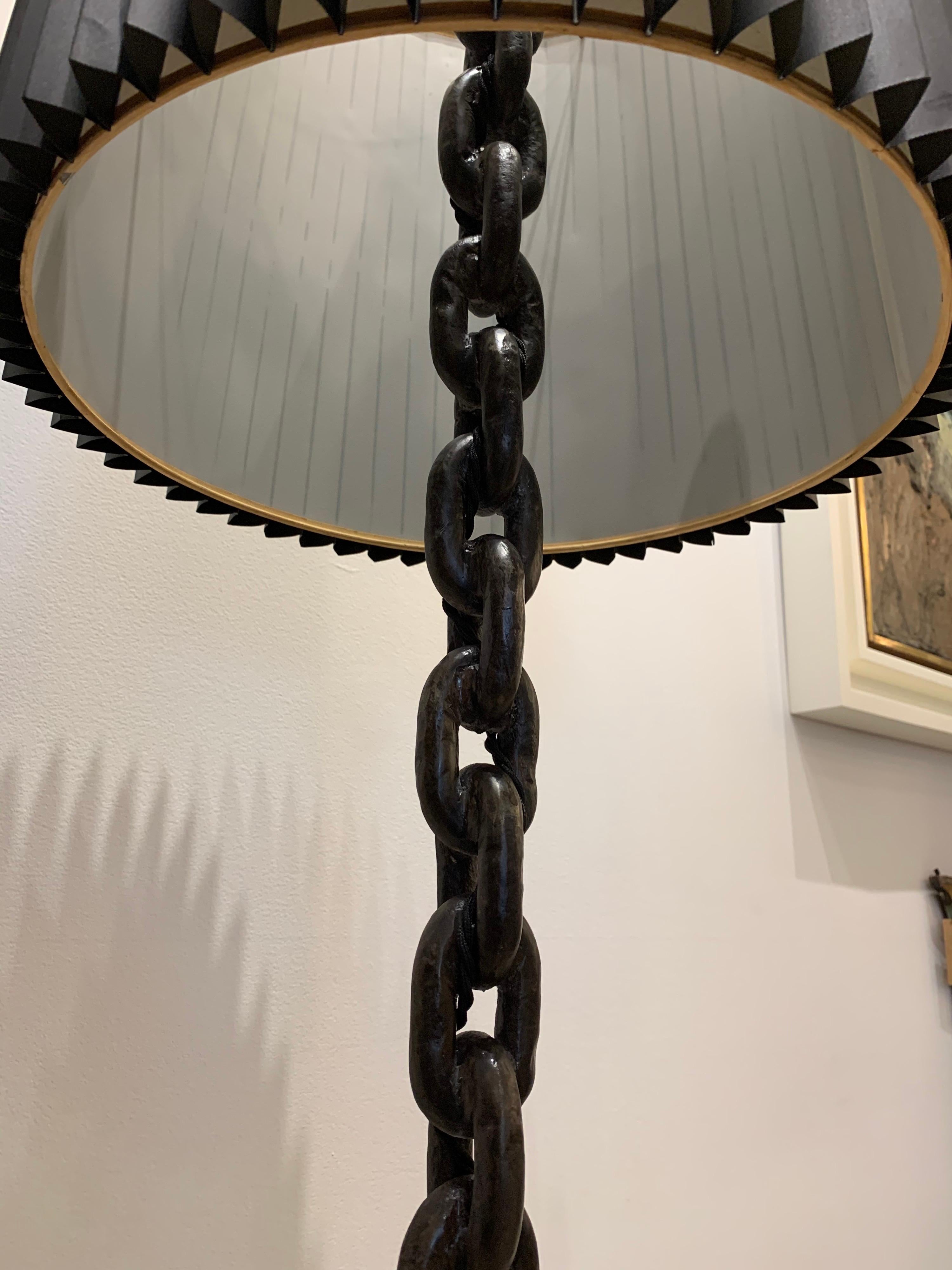 Heavy Iron Chain Links Floor Lamp in the Style of Franz West 1