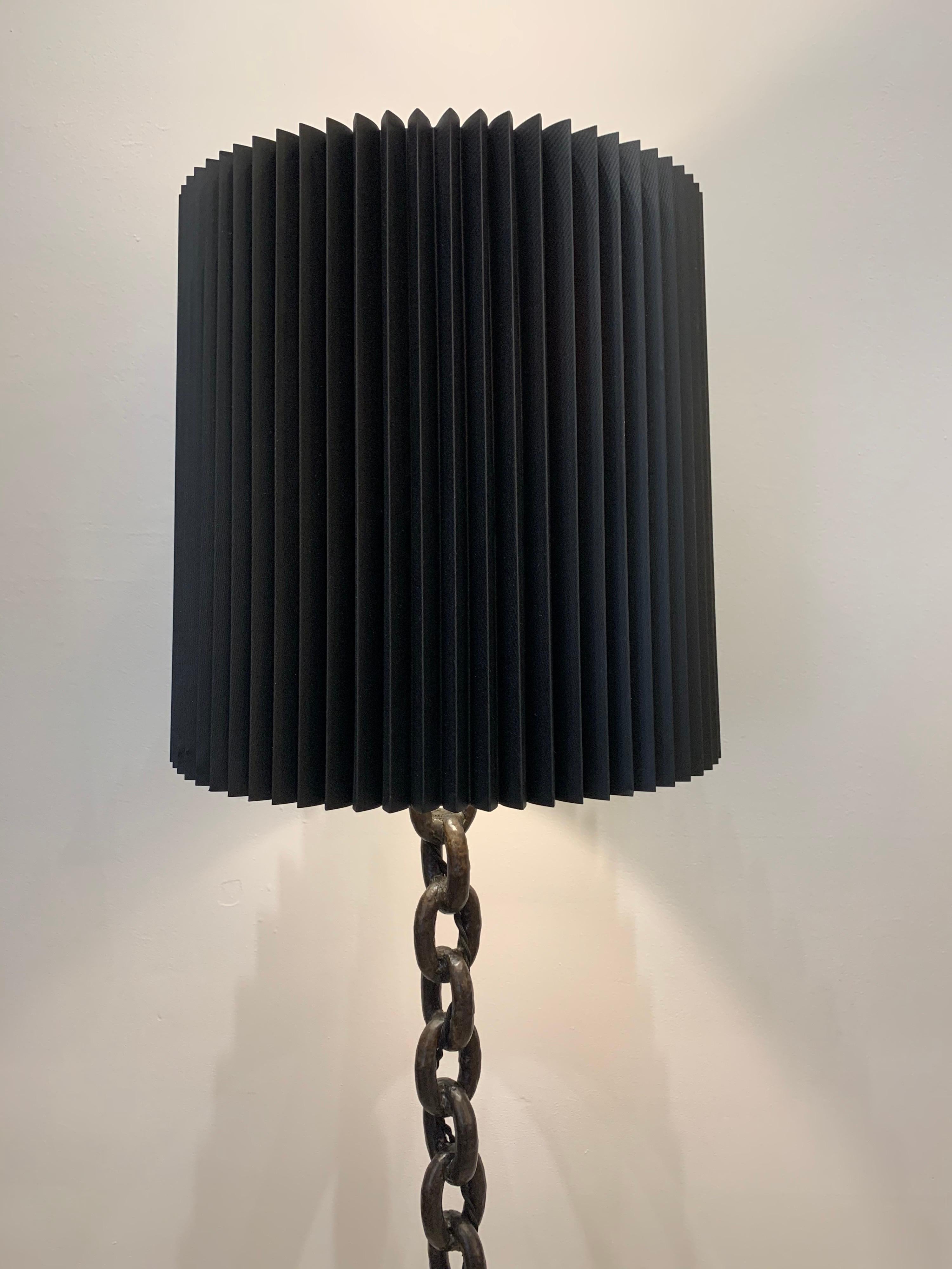 Late 20th Century Heavy Iron Chain Links Floor Lamp in the Style of Franz West