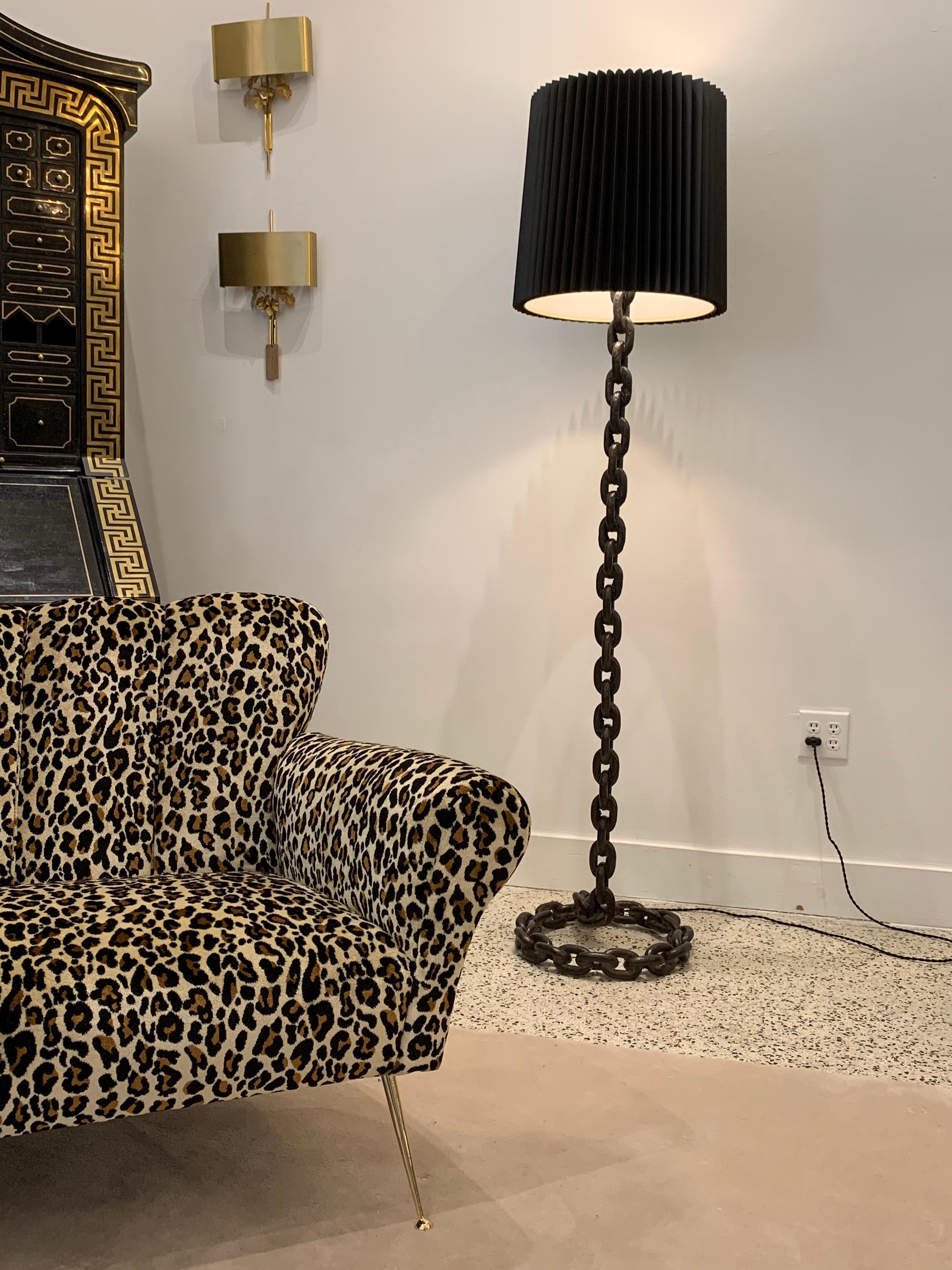 Heavy Iron Chain Links Floor Lamp in the Style of Franz West 2