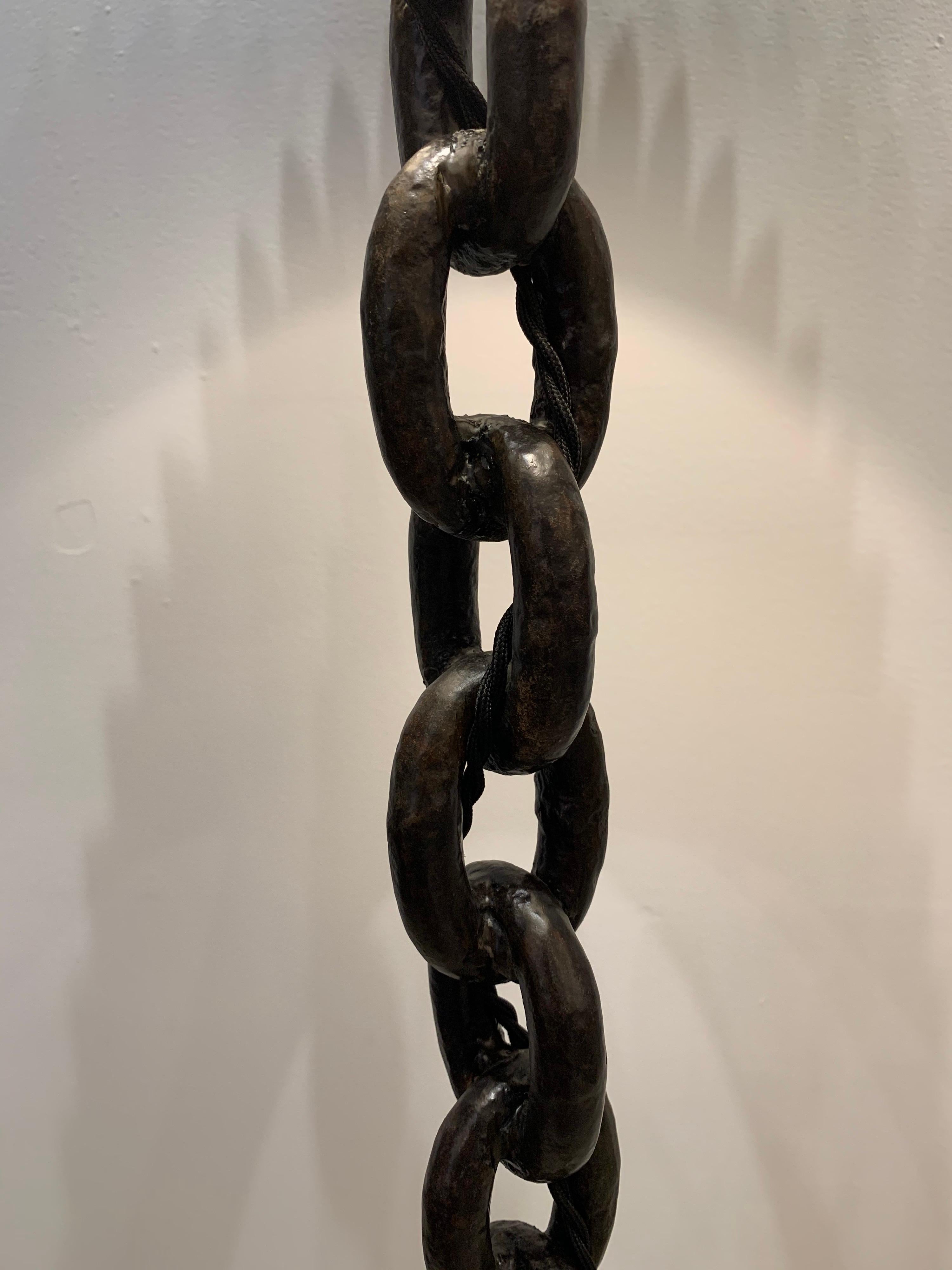 Heavy Iron Chain Links Floor Lamp in the Style of Franz West 1