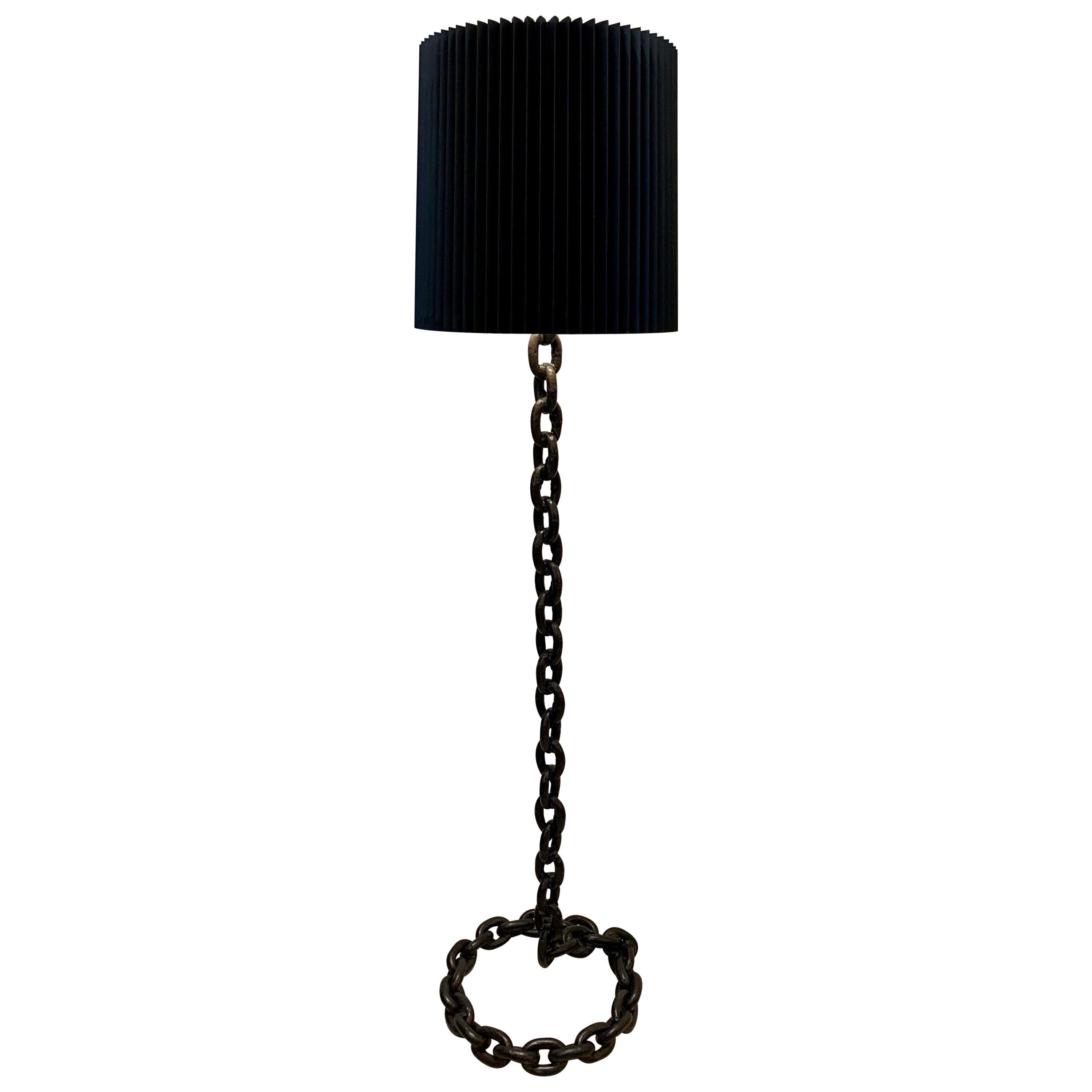 Heavy Iron Chain Links Floor Lamp in the Style of Franz West