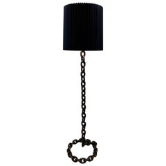 Vintage Heavy Iron Chain Links Floor Lamp in the Style of Franz West