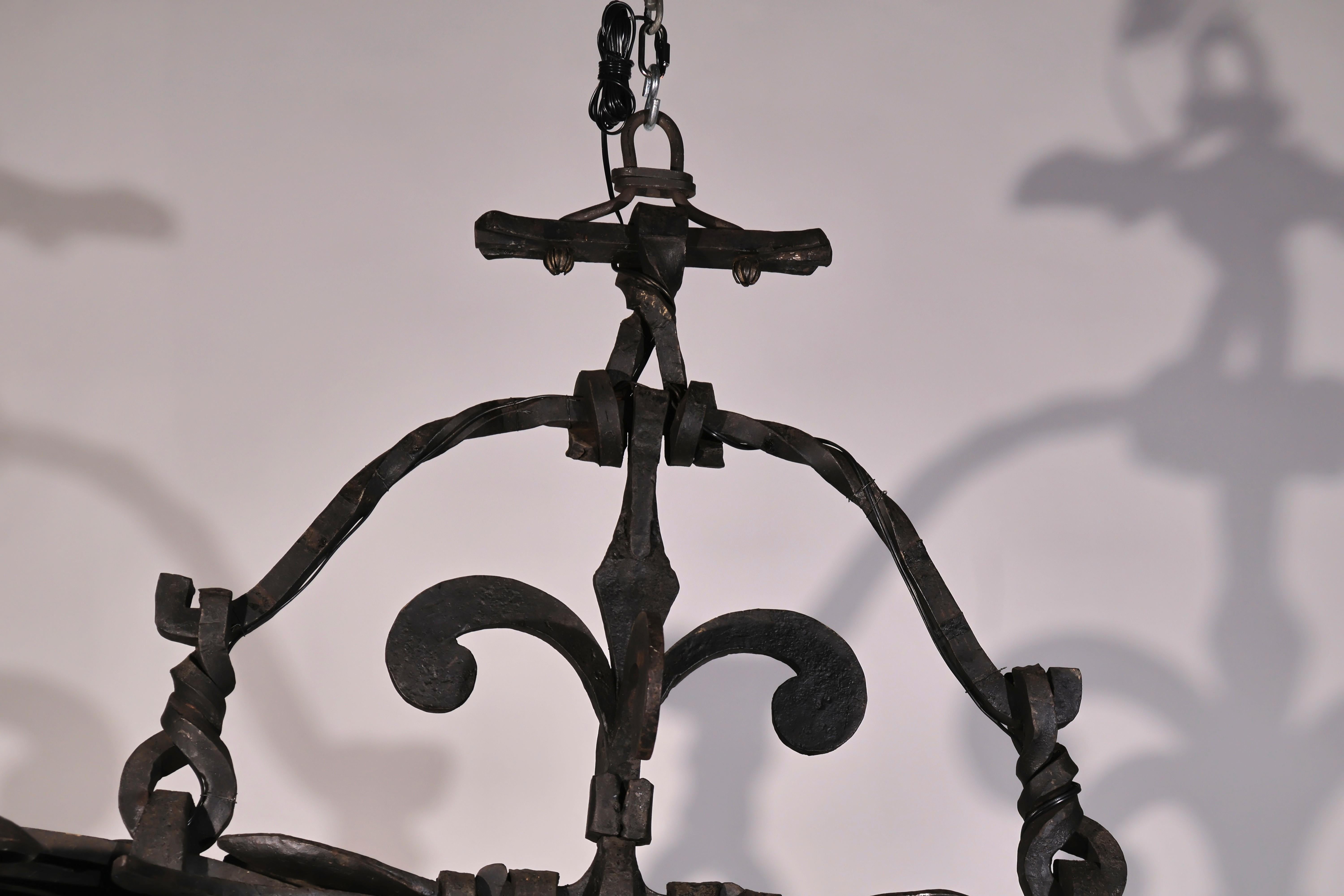 Heavy Iron Island Chandelier For Sale 7