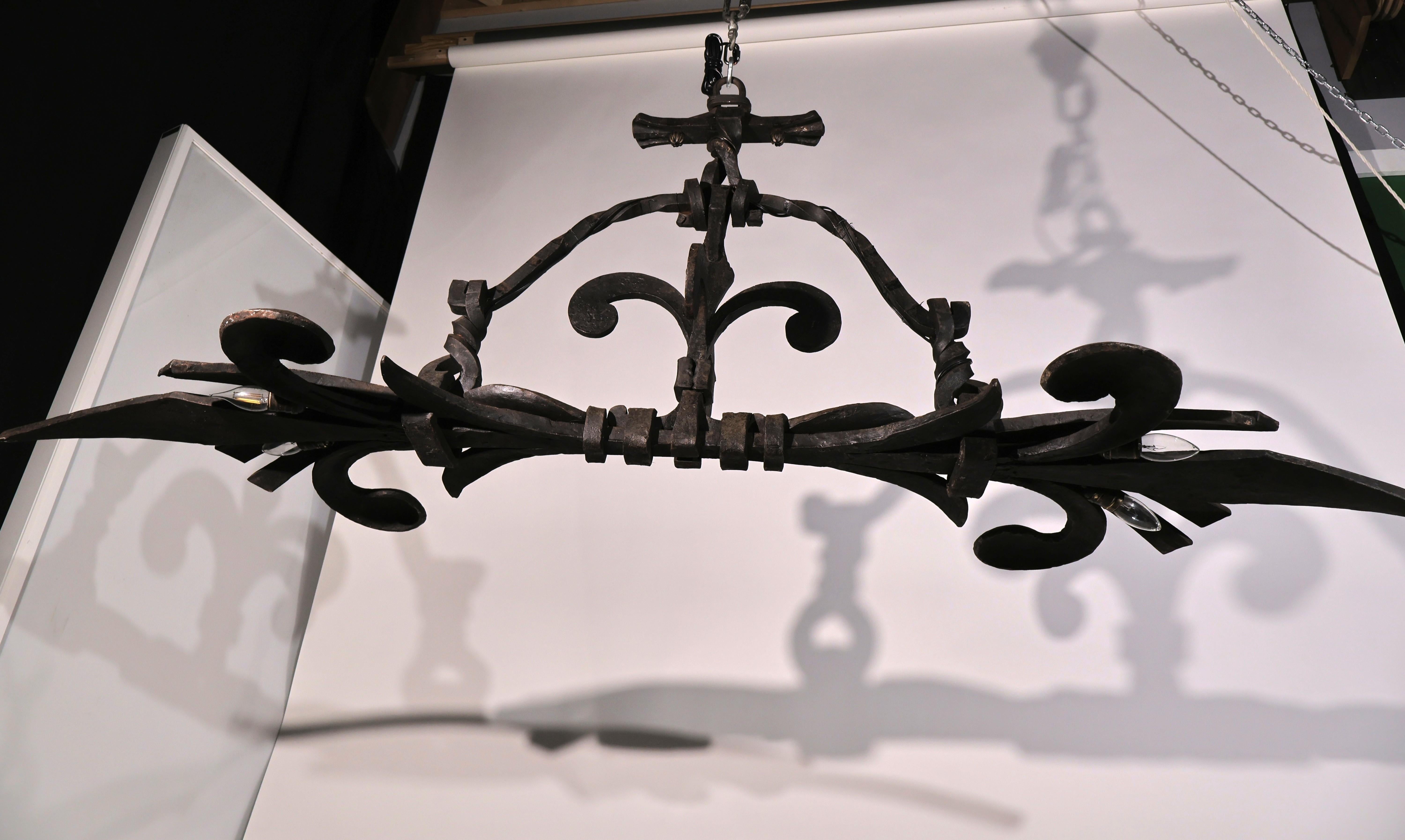 Regency Heavy Iron Island Chandelier For Sale
