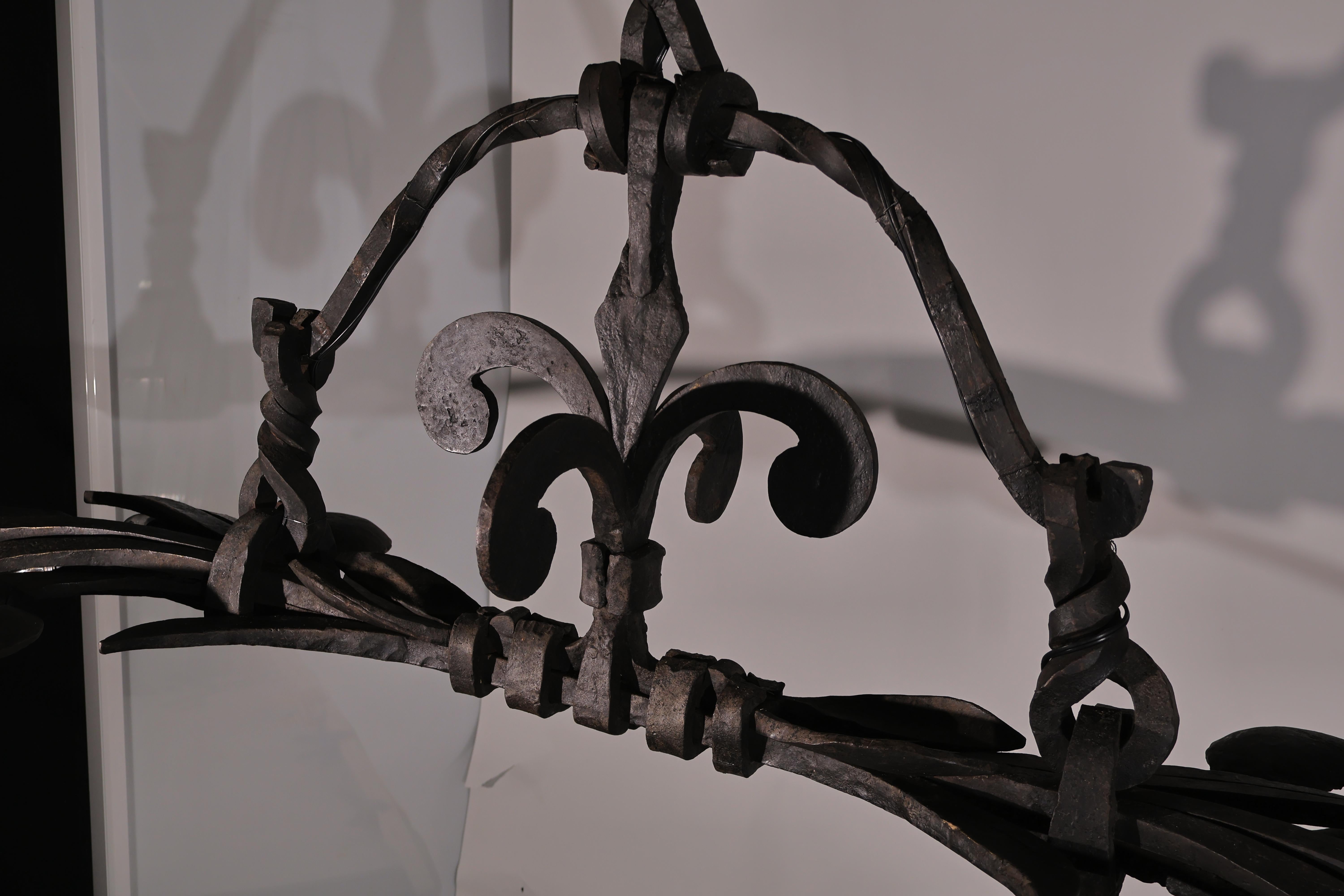 Late 19th Century Heavy Iron Island Chandelier For Sale