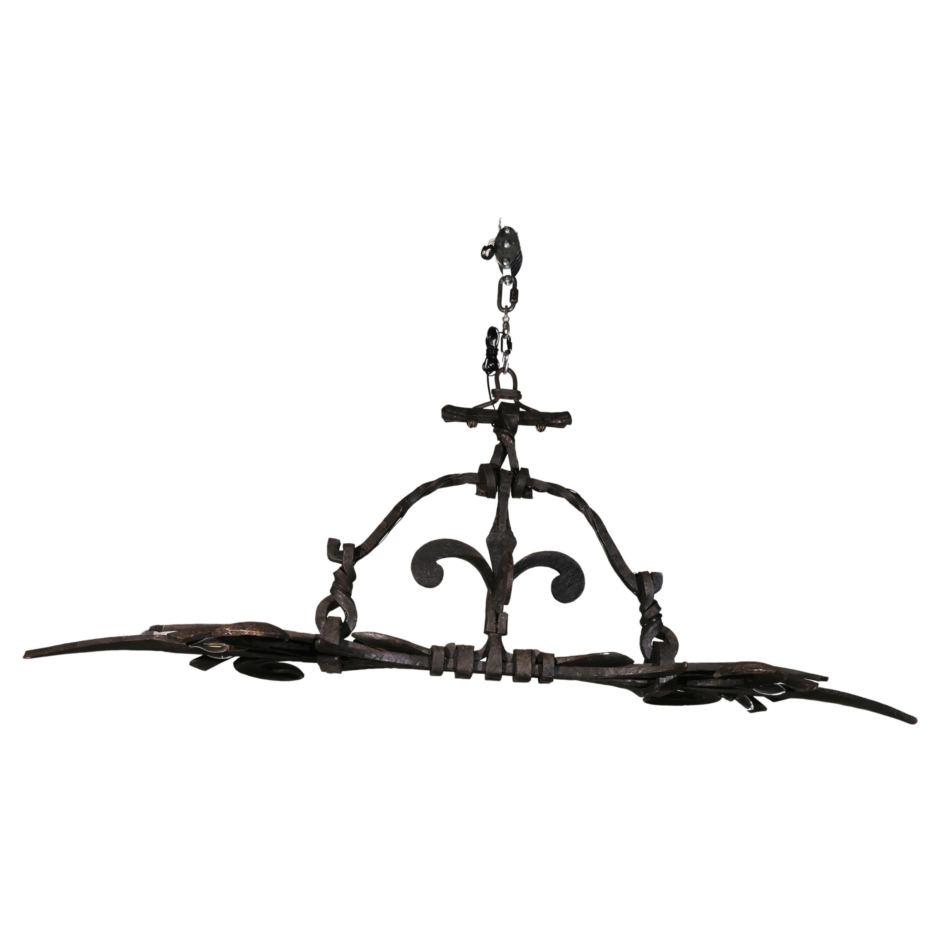 Heavy Iron Island Chandelier For Sale