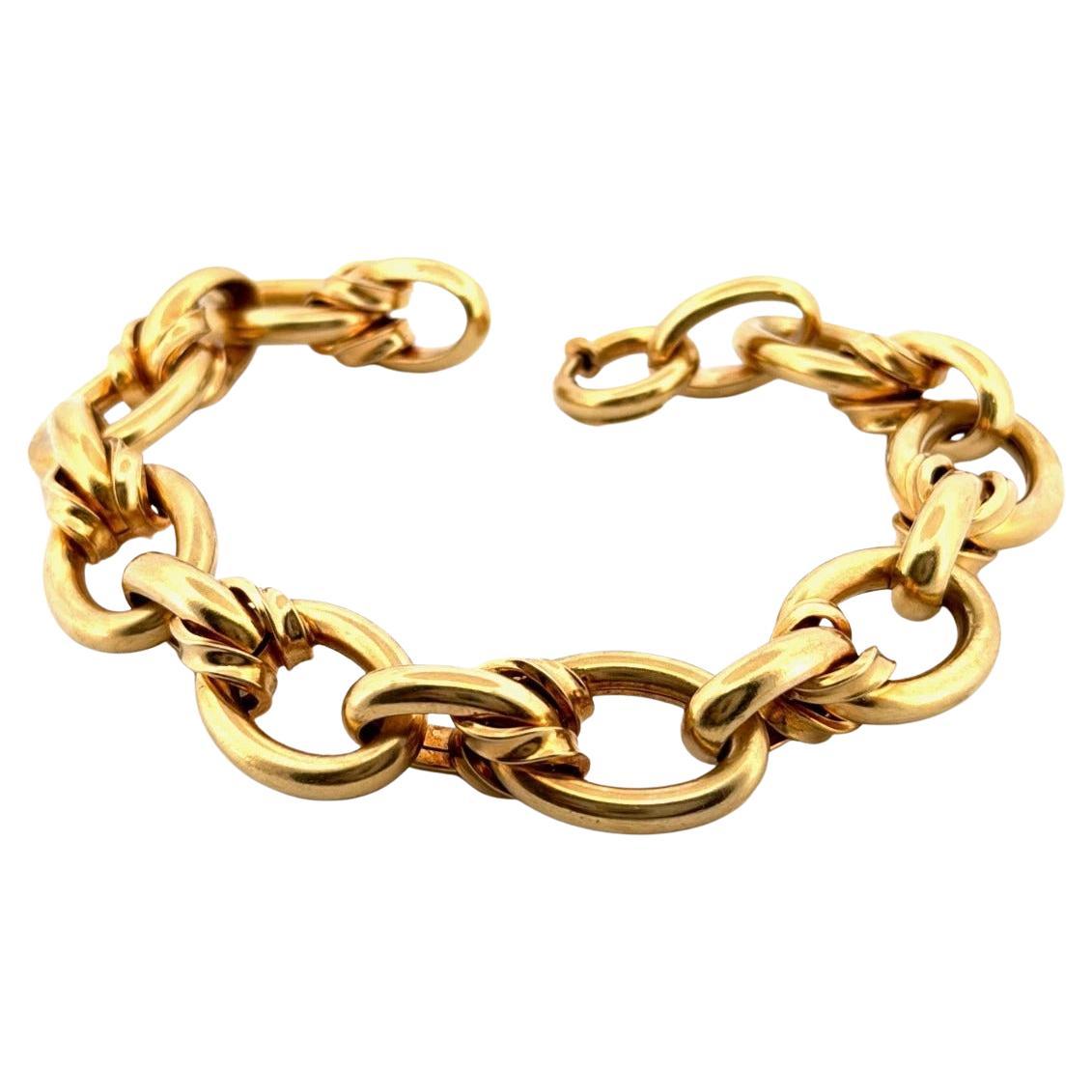 Or jaune italien 14K lourd 29.78 Grammes 9"-15mm Wide Oval Link Bracelet