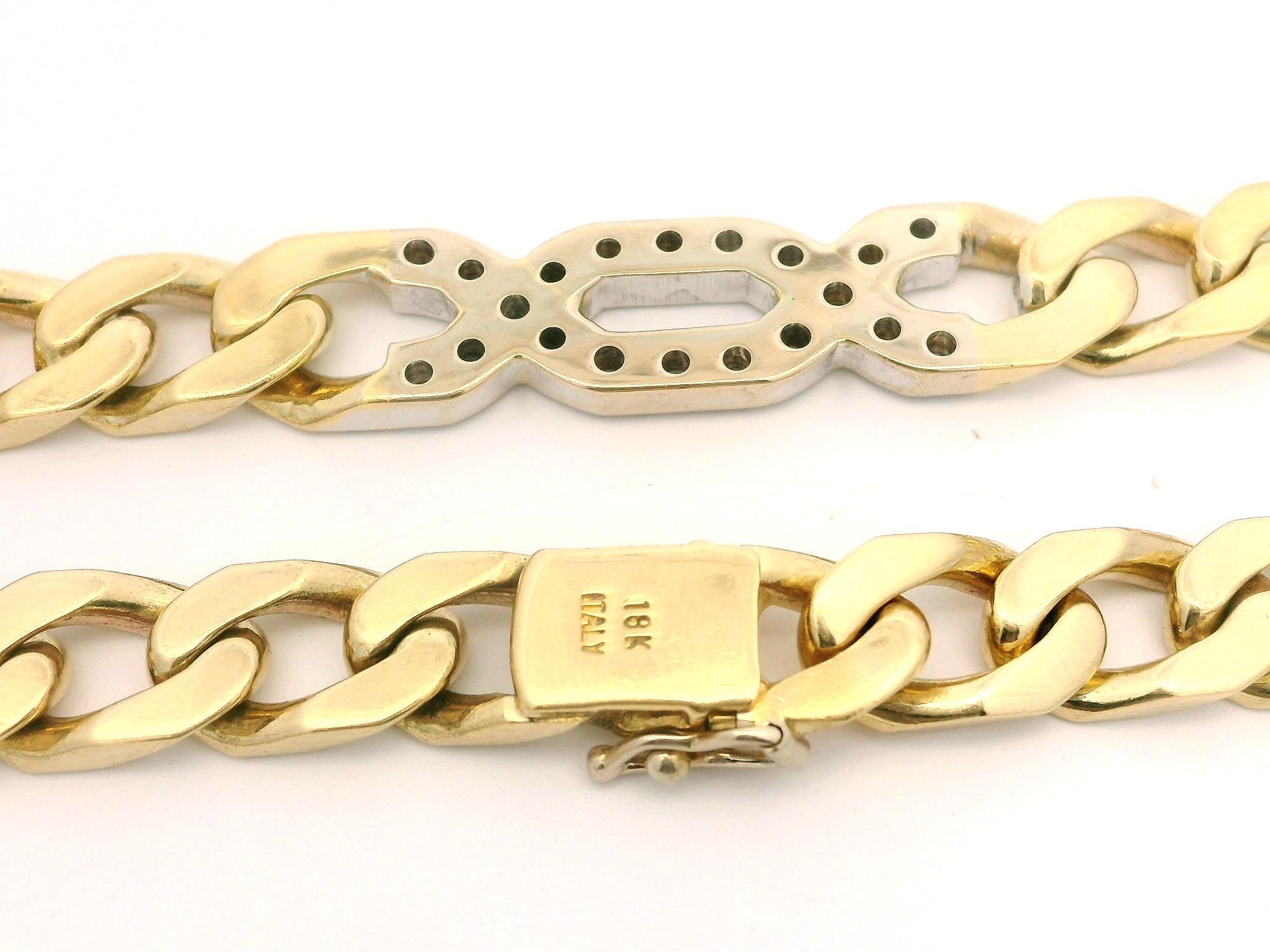 Heavy Italian 18k Yellow Gold Diamond Station 36