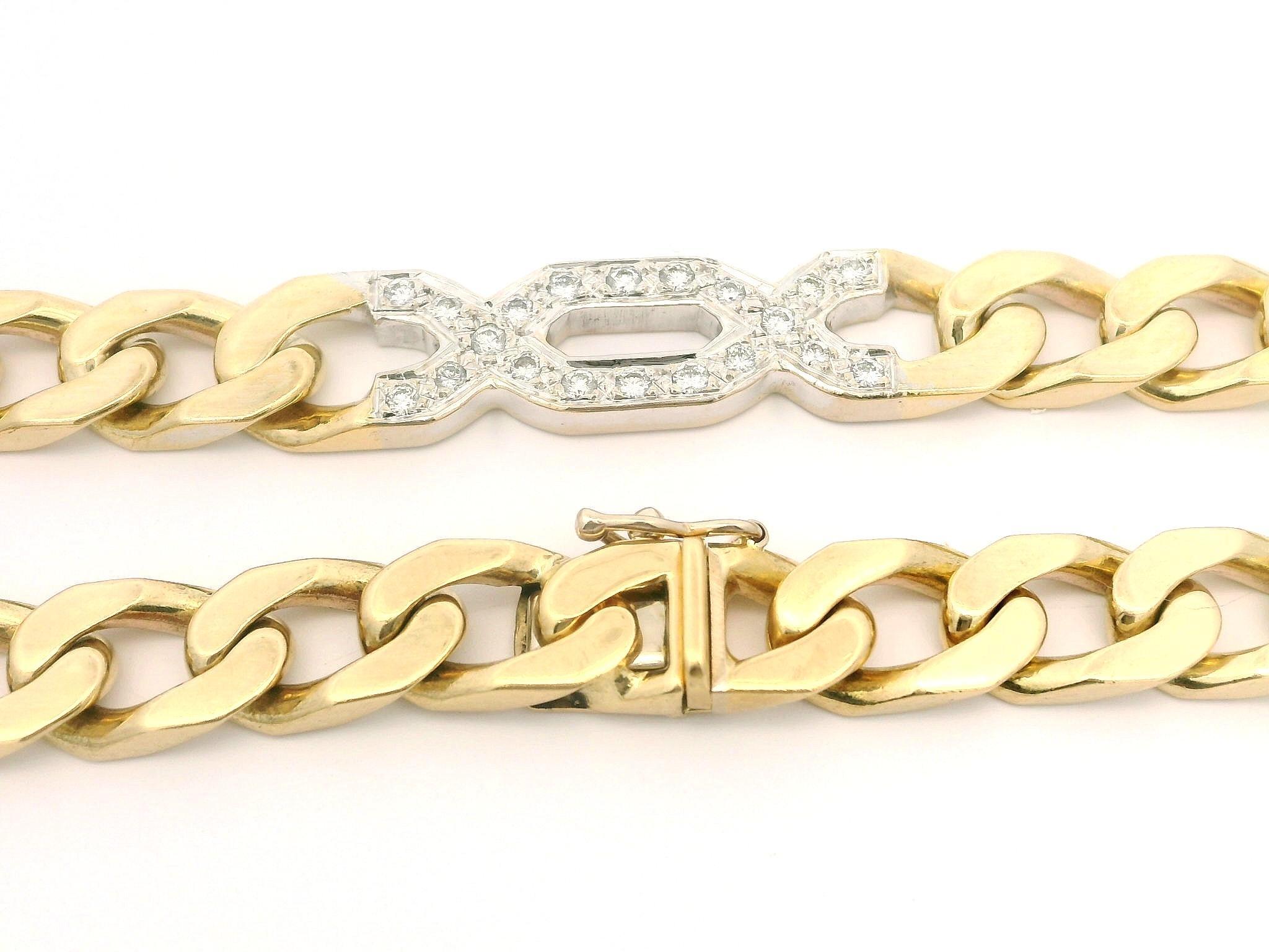 Heavy Italian 18k Yellow Gold Diamond Station 36