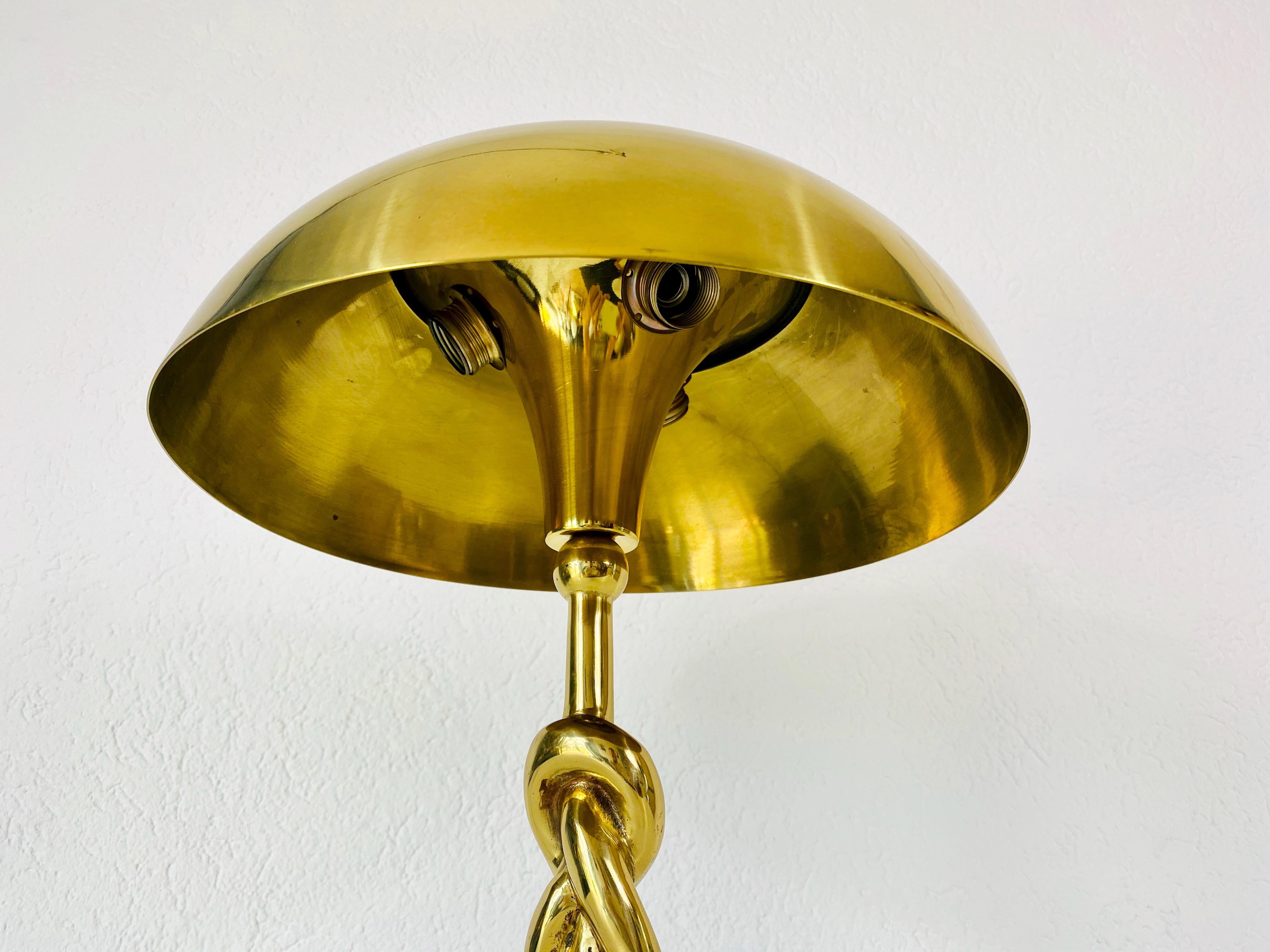 German Heavy Italian Midcentury Solid Brass Table Lamp, 1960s, Italy