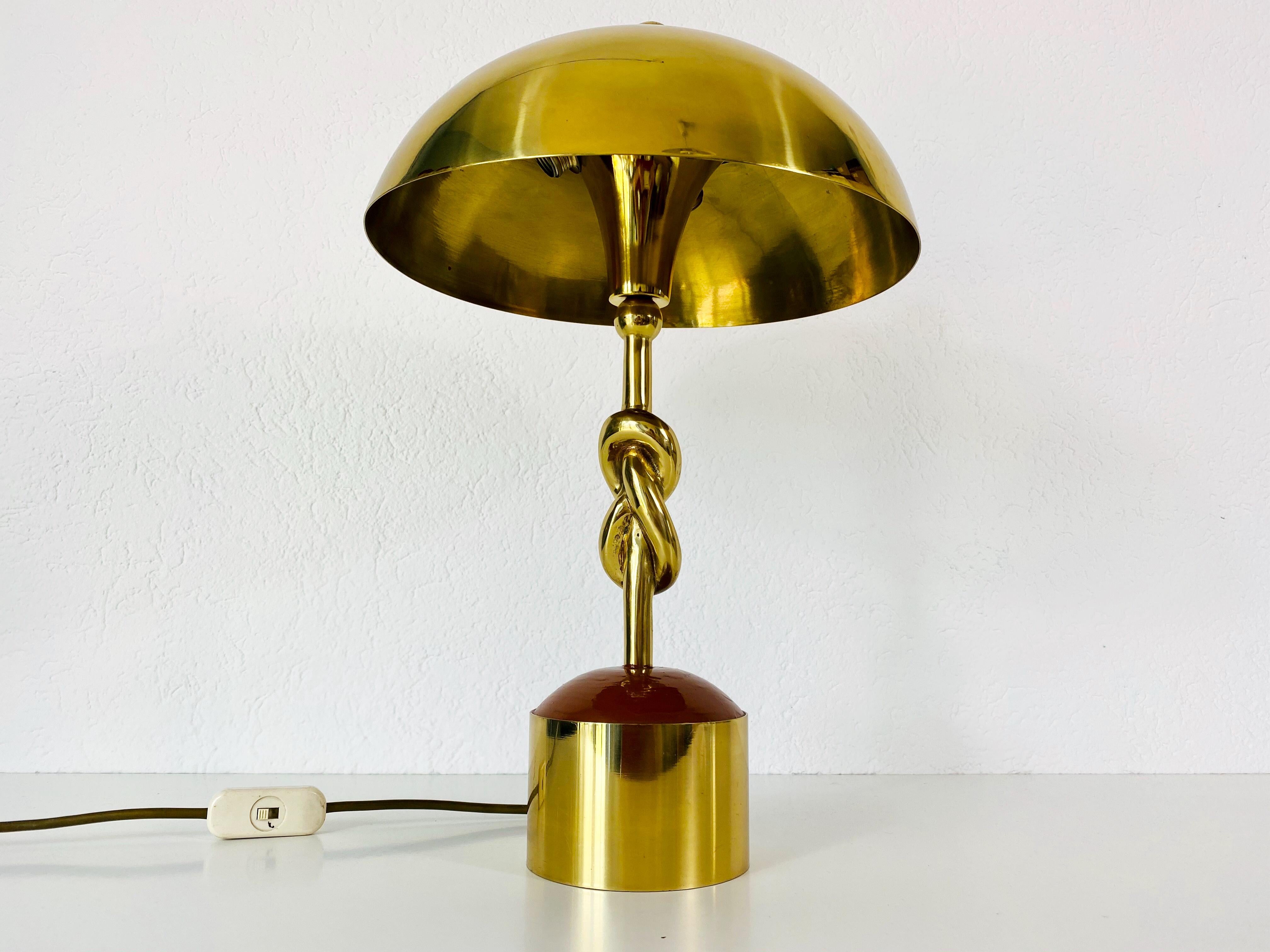 Heavy Italian Midcentury Solid Brass Table Lamp, 1960s, Italy 3