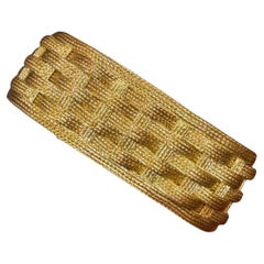 Heavy Italian Wide Mesh Bracelet Solid 18K Yellow Gold Handmade Woven Bracelet