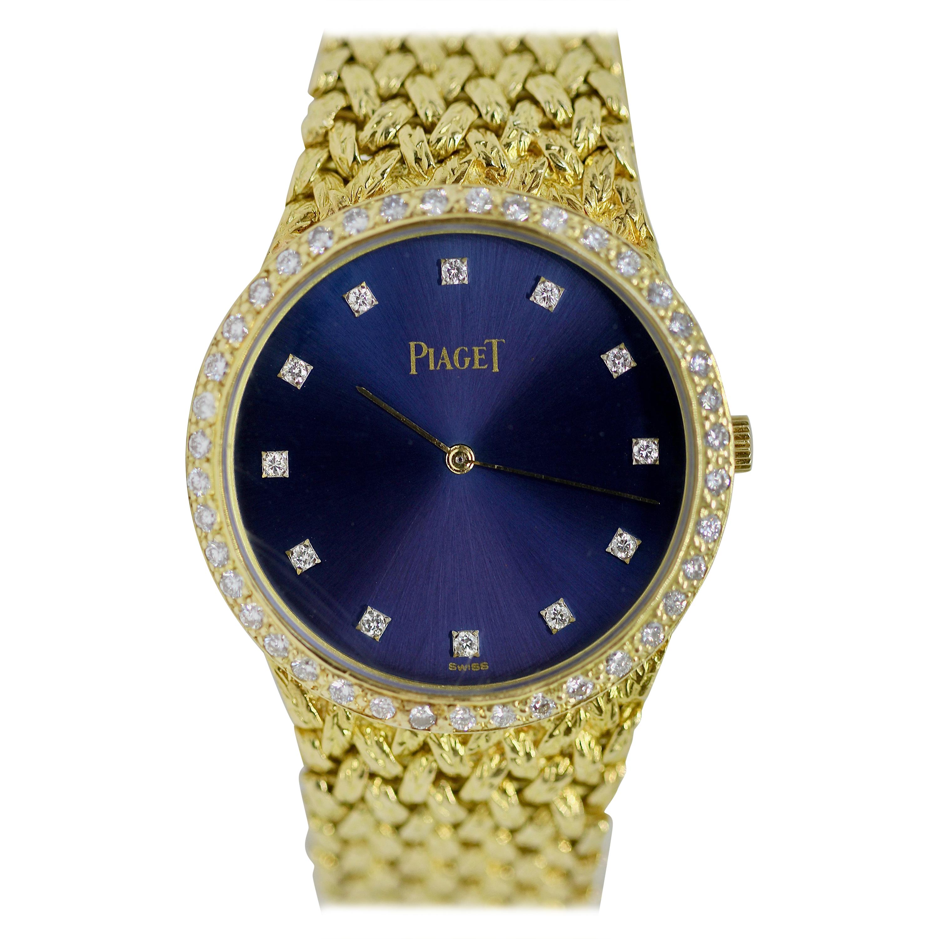 Heavy Ladies Wristwatch by Piaget, 18 Karat Solid Yellow Gold with Diamonds For Sale