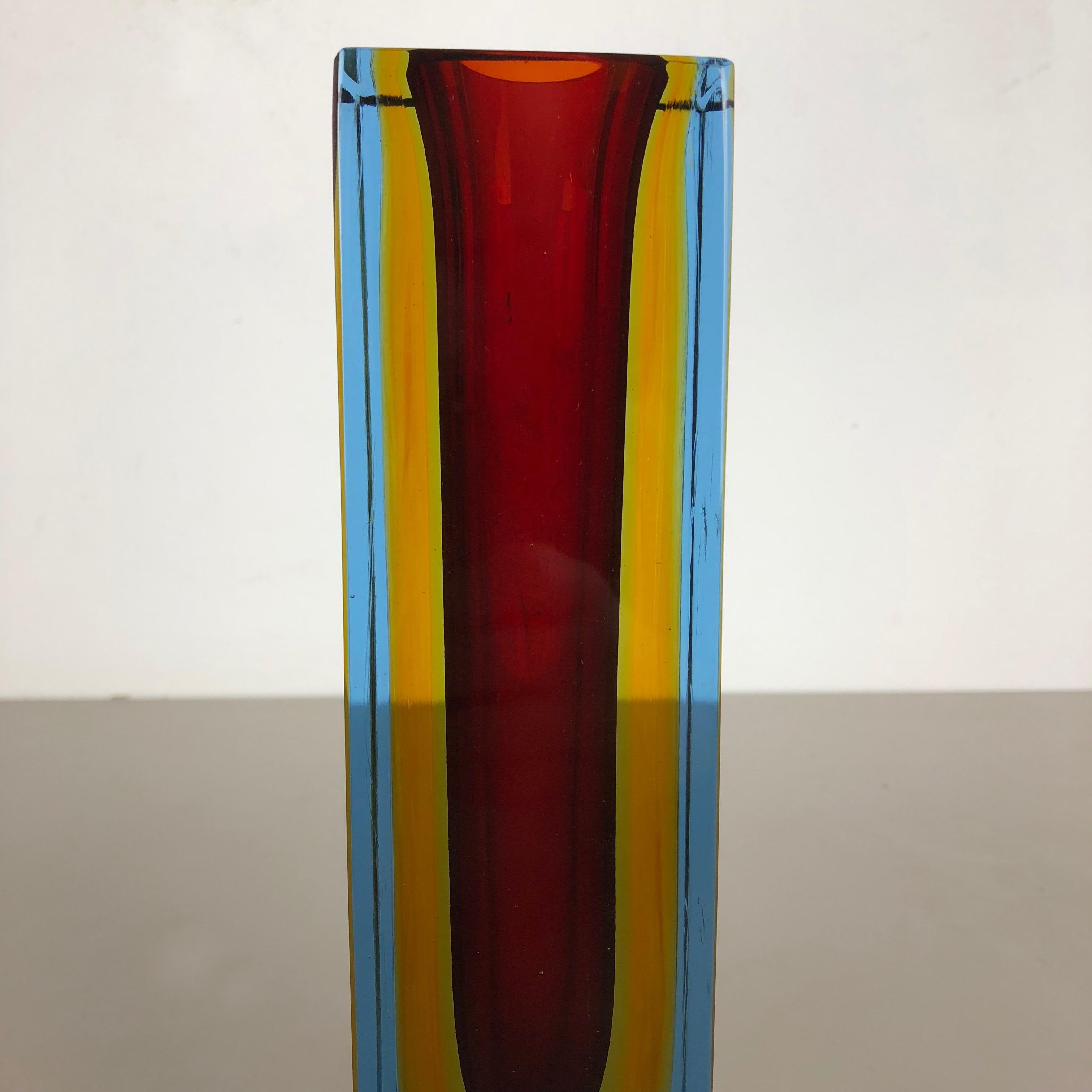 Schwere große Sommerso-Vase aus Muranoglas, entworfen von Flavio Poli, Italien, 1970er Jahre 1