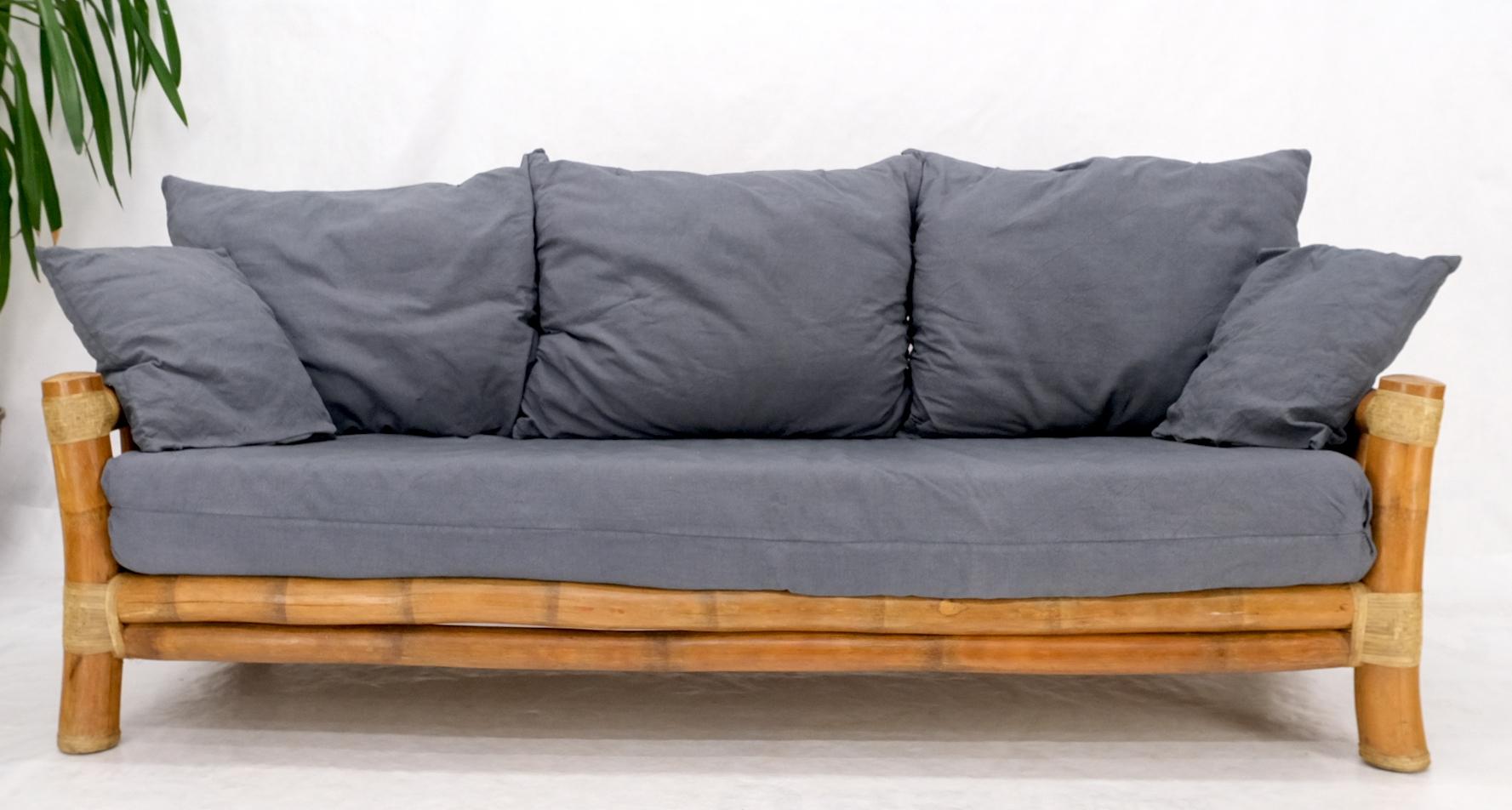 Unknown Heavy Large Diameter Bamboo Frame Mid-Century Modern Sofa  For Sale