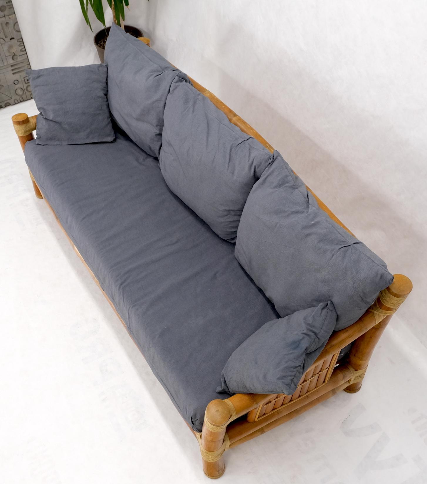 20th Century Heavy Large Diameter Bamboo Frame Mid-Century Modern Sofa  For Sale