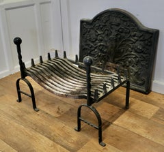 Heavy Large Fire Grate with Chimney Back