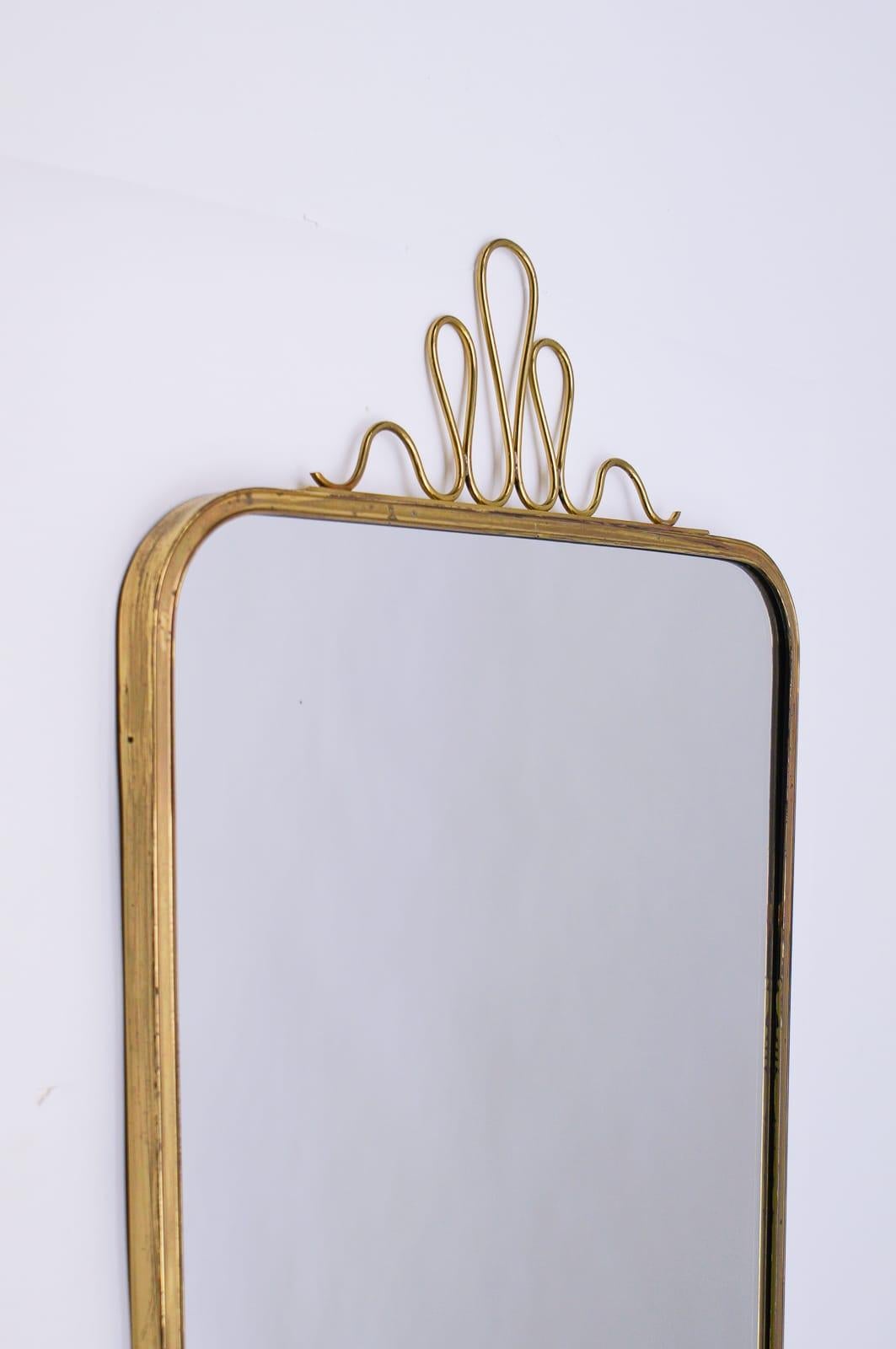 Heavy Large Italian Mid-Century Modern Brass Mirror from the 1950s In Good Condition In Nürnberg, Bayern