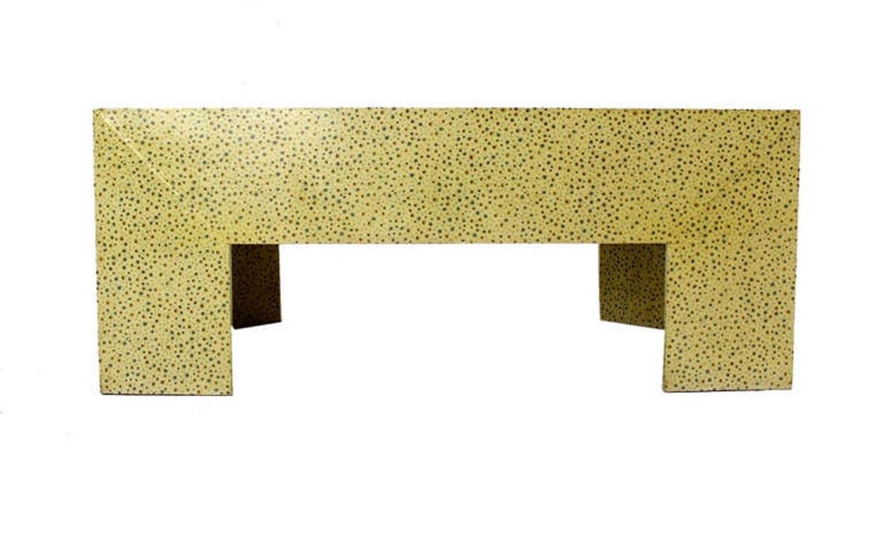 Painted Heavy Large Legs Cube Like Geometric Coffee Table Dotted Pattern Finish MINT! For Sale