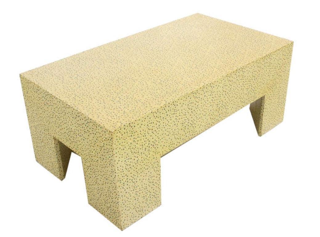 20th Century Heavy Large Legs Cube Like Geometric Coffee Table Dotted Pattern Finish MINT! For Sale