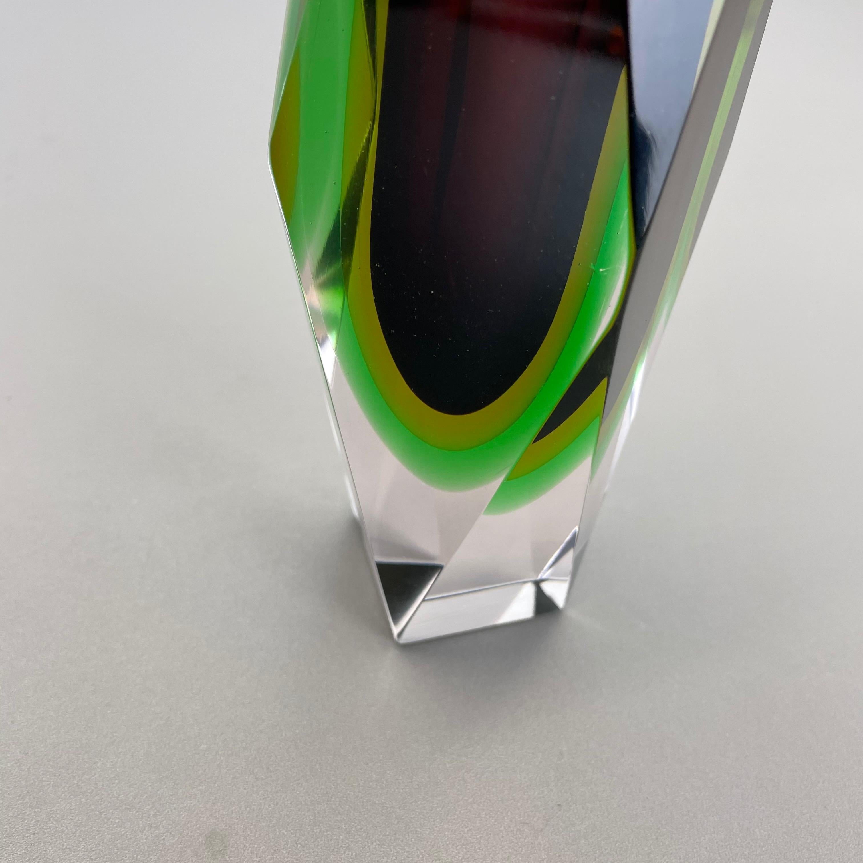 Heavy Large Murano Glass Sommerso 4 Colors Vase by Flavio Poli, Italy, 1970s For Sale 4