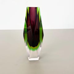 Heavy Large Murano Glass Sommerso 4 Colors Vase by Flavio Poli, Italy, 1970s