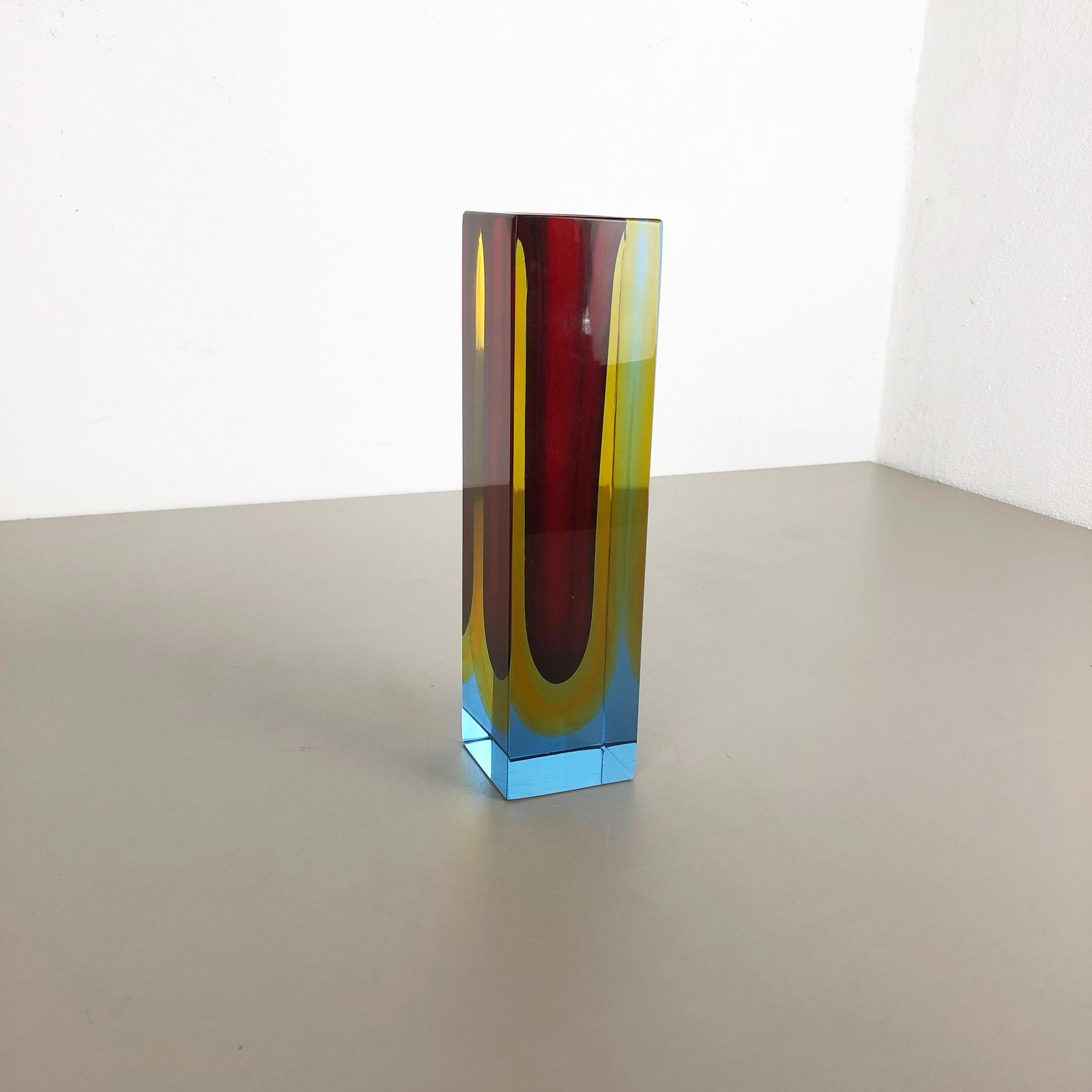 Mid-Century Modern Heavy Large Murano Glass Sommerso Vase Designed by Flavio Poli, Italy, 1970s