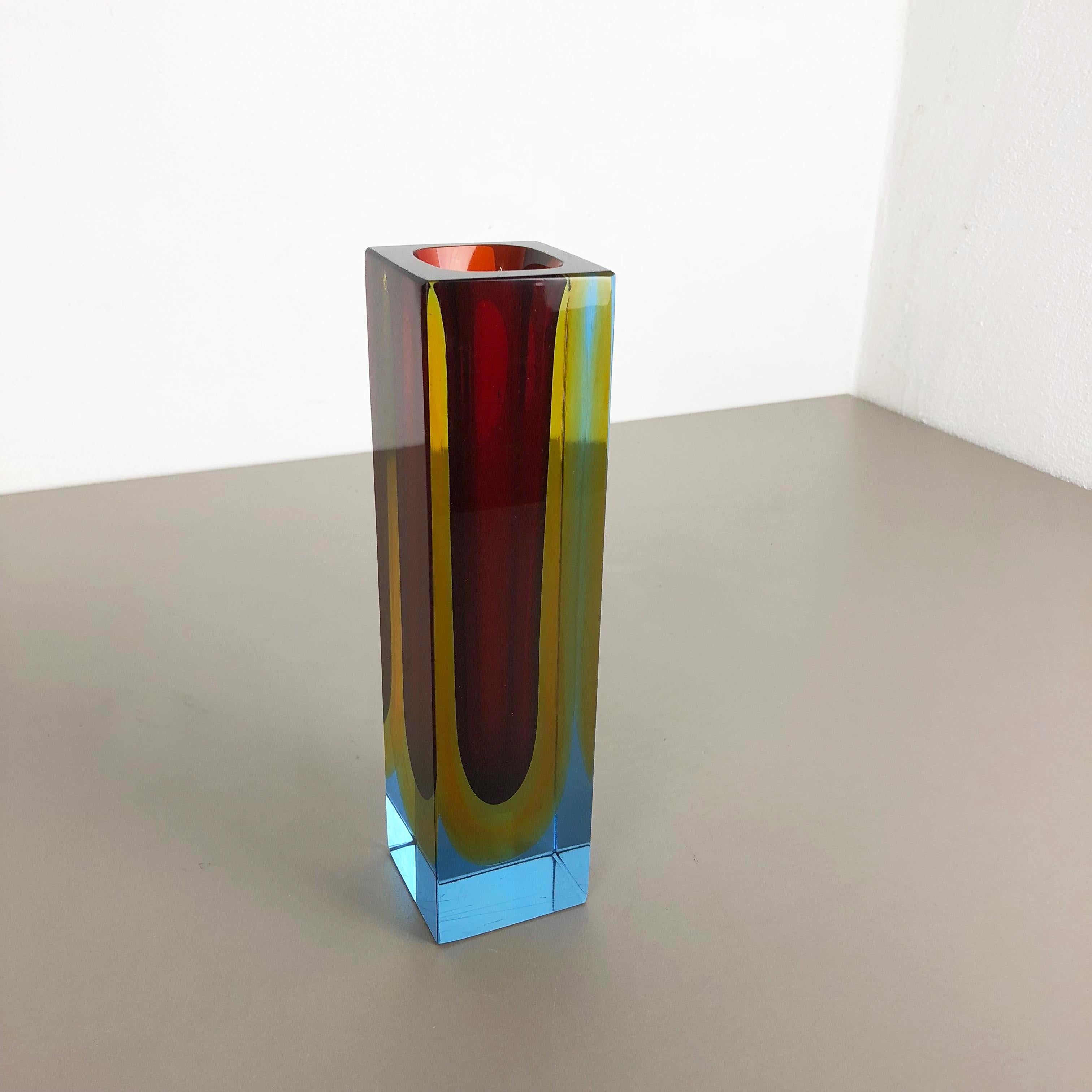 Italian Heavy Large Murano Glass Sommerso Vase Designed by Flavio Poli, Italy, 1970s