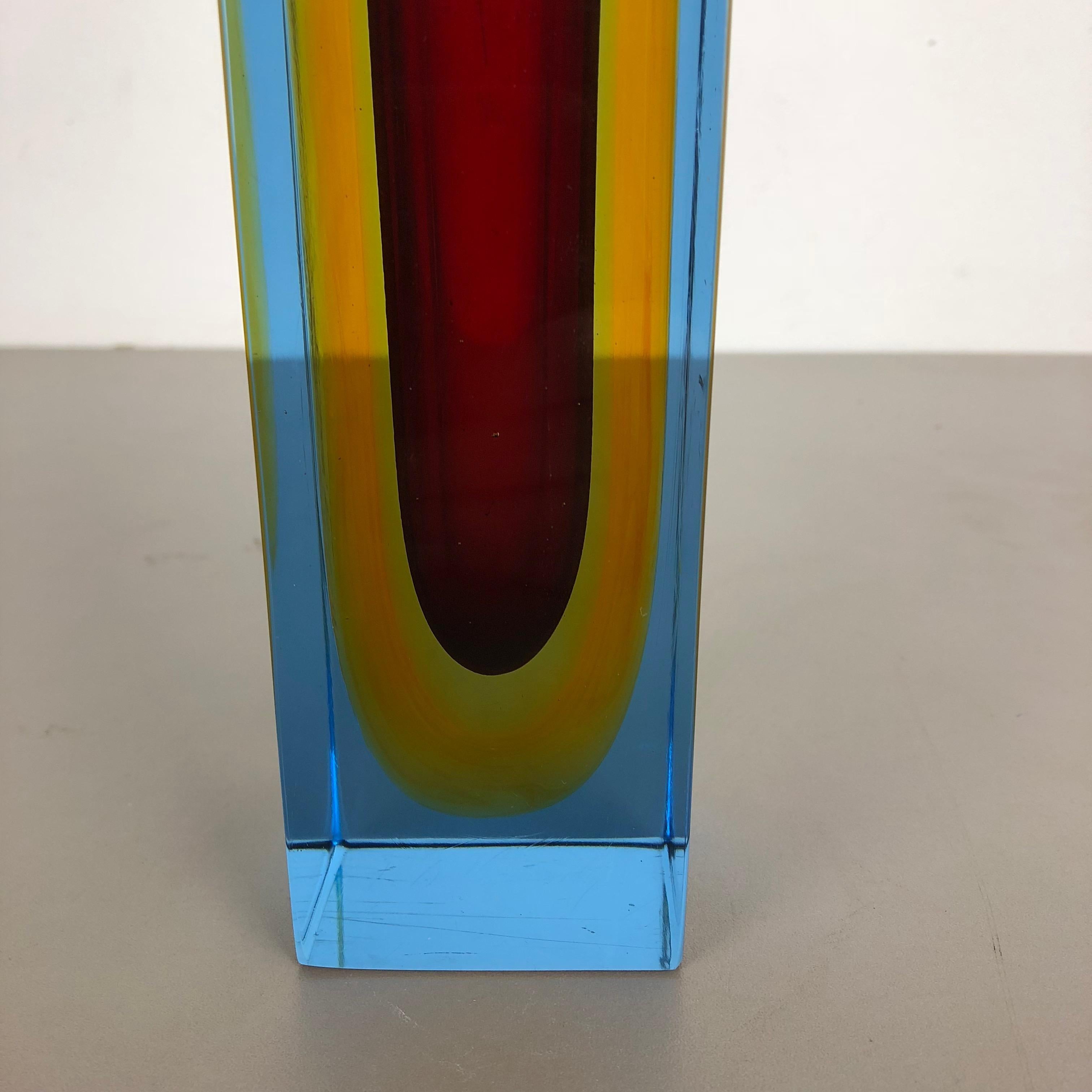 20th Century Heavy Large Murano Glass Sommerso Vase Designed by Flavio Poli, Italy, 1970s