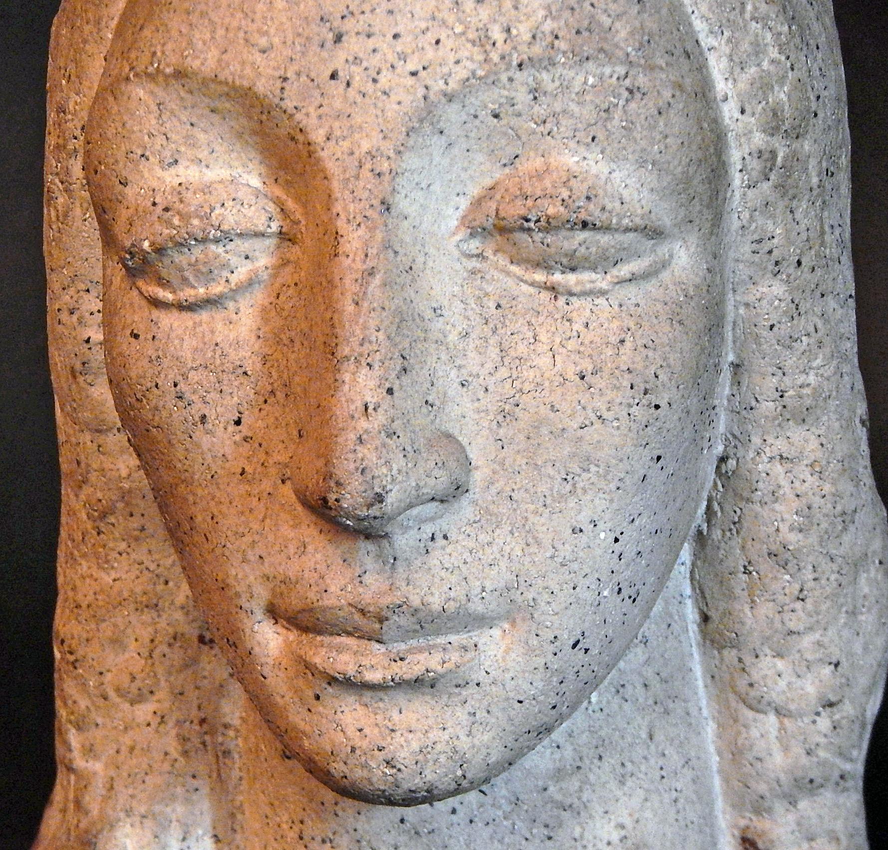 „“ stark bezogener weiblicher Kopf““ Dignified Art Deco-Skulptur des WPA-Künstlers (Art déco) im Angebot