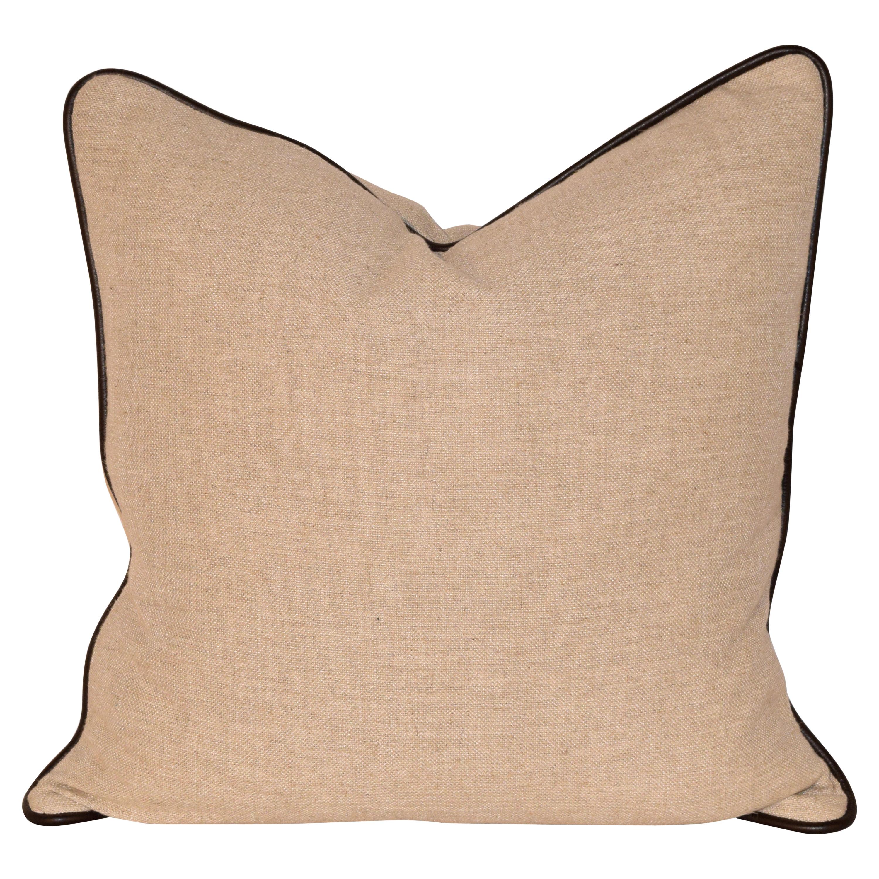 Heavy Linen Pillow with Leather Welting