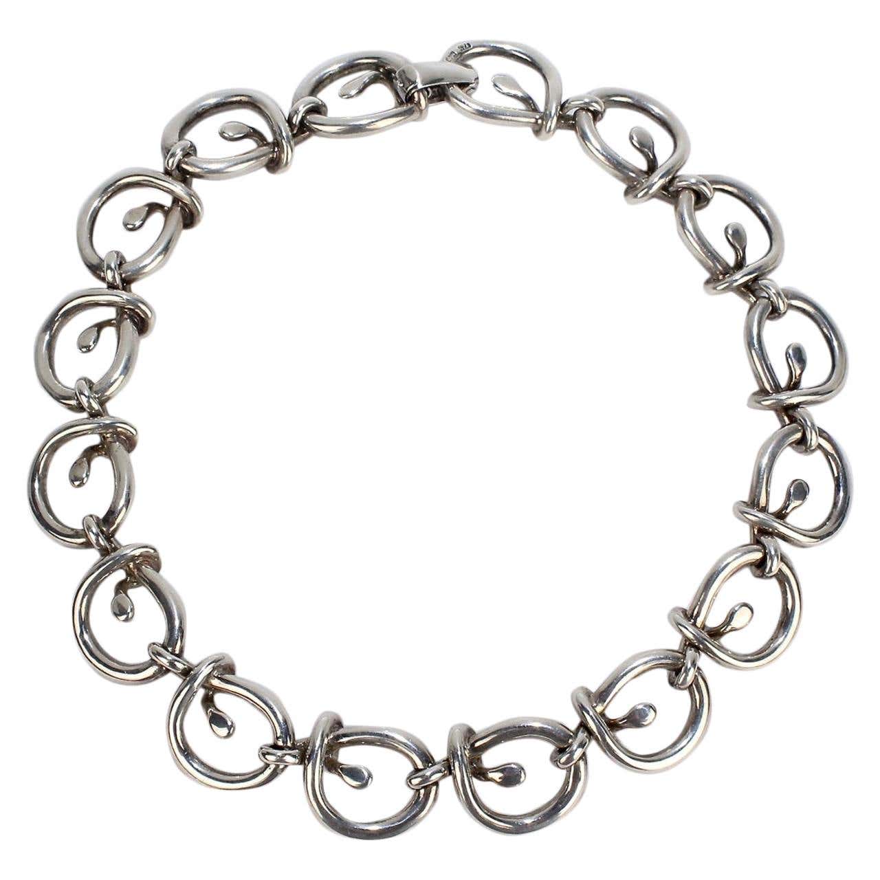 Heavy Link Vintage Mexican Sterling Silver Dog Collar Choker Necklace ...