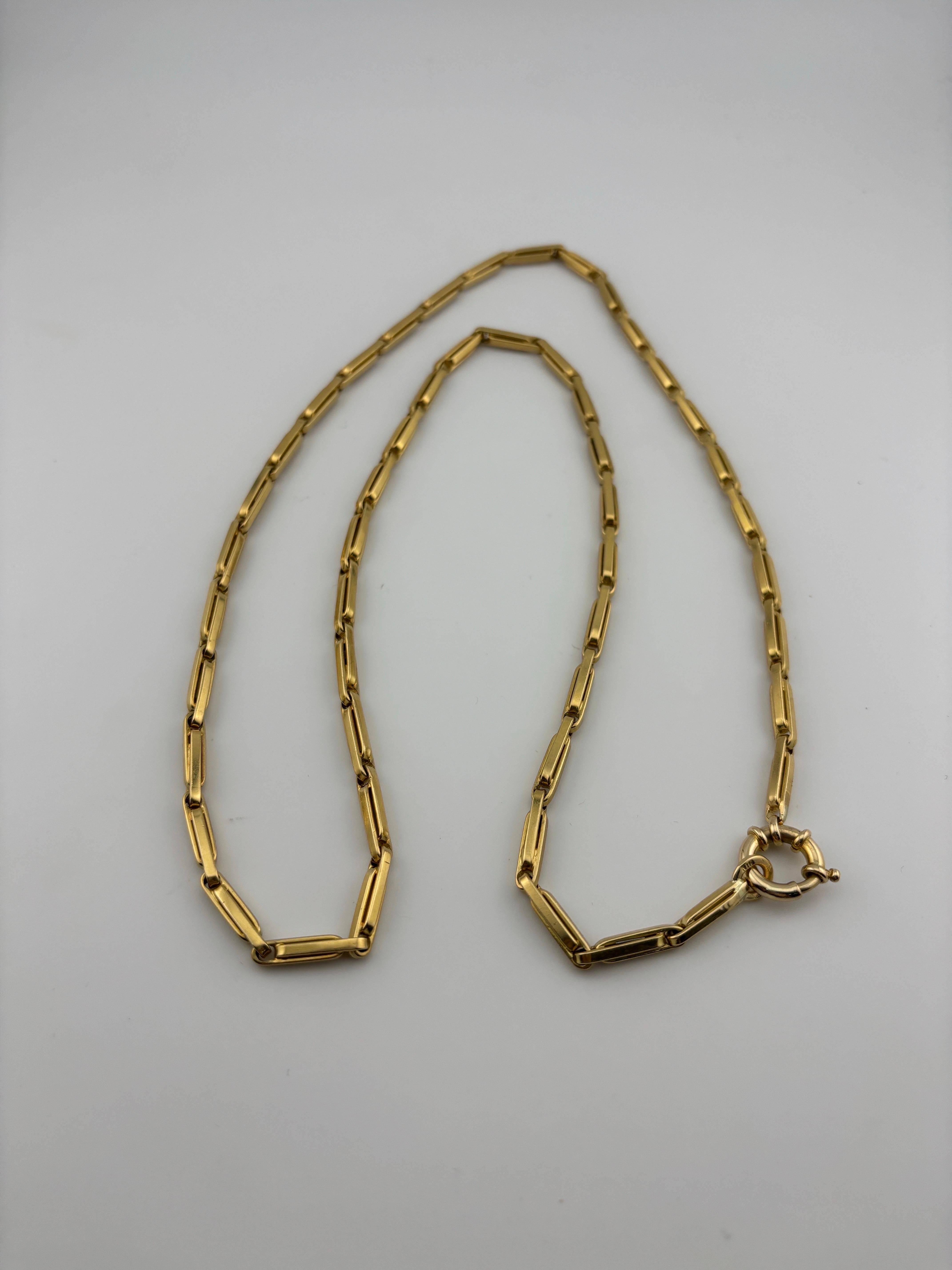 Schwere lange 18 Karat Gelbgold Kette Halskette im Angebot 7