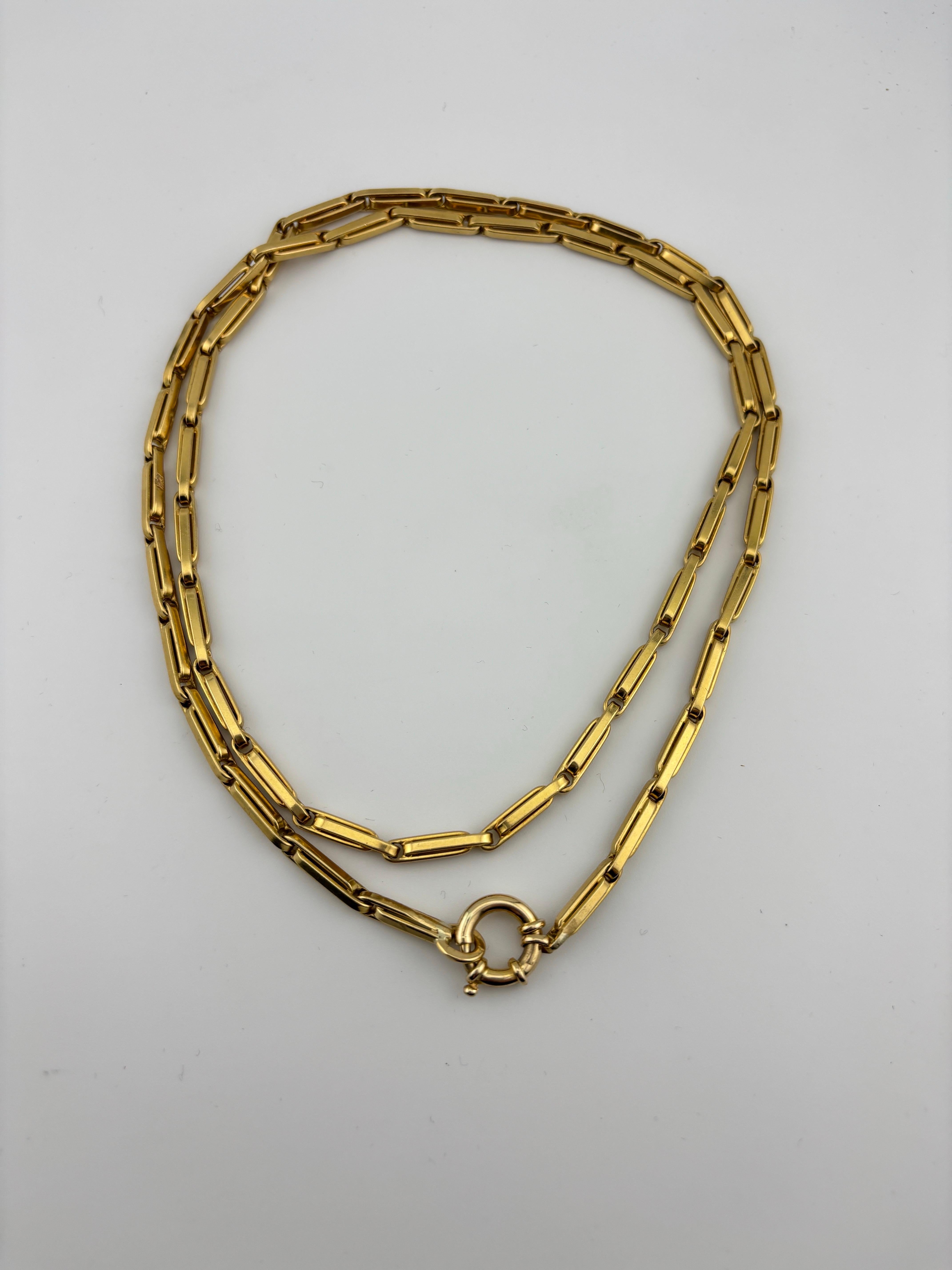 Schwere lange 18 Karat Gelbgold Kette Halskette im Angebot 8