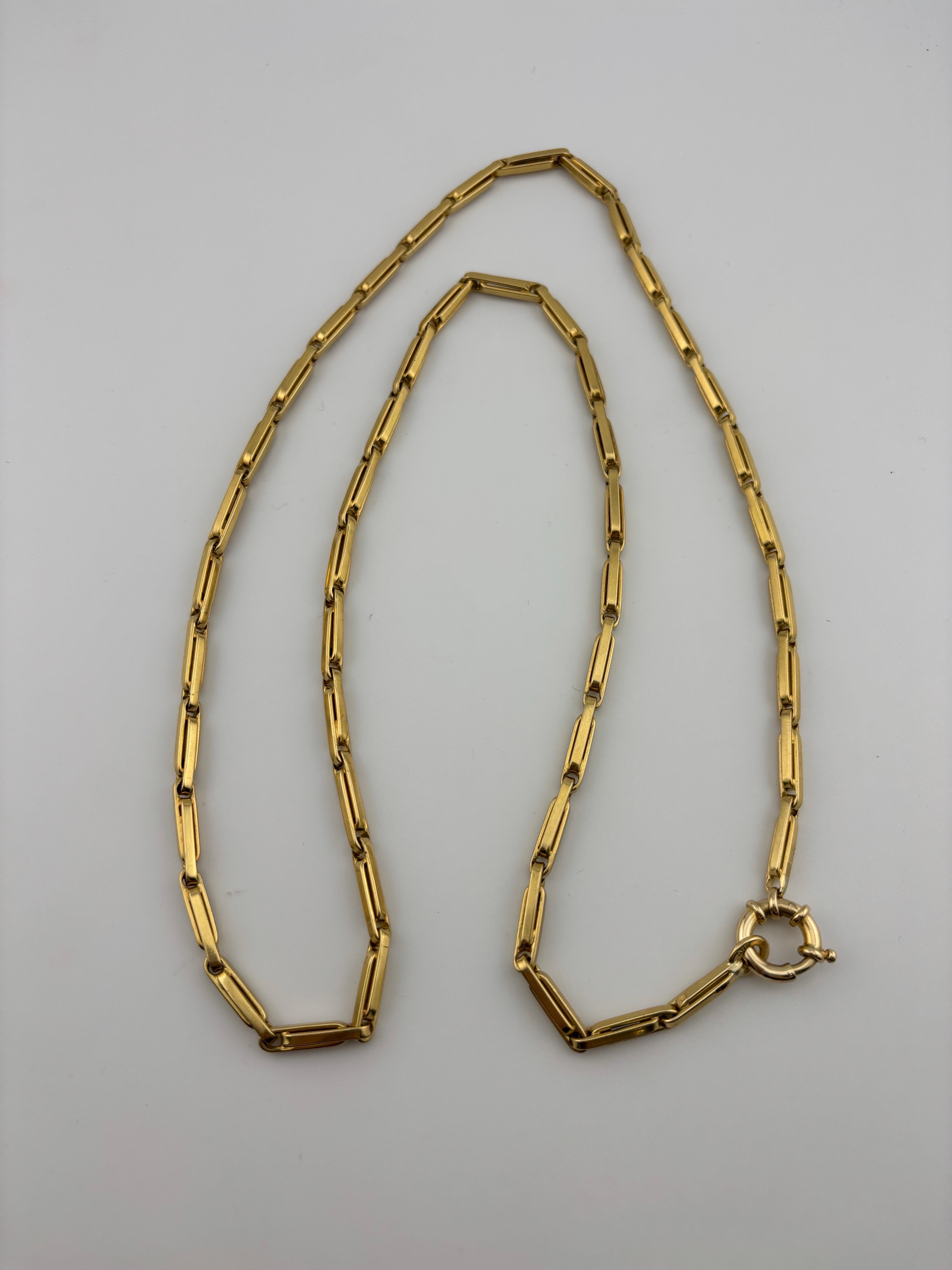 Schwere lange 18 Karat Gelbgold Kette Halskette im Angebot 2