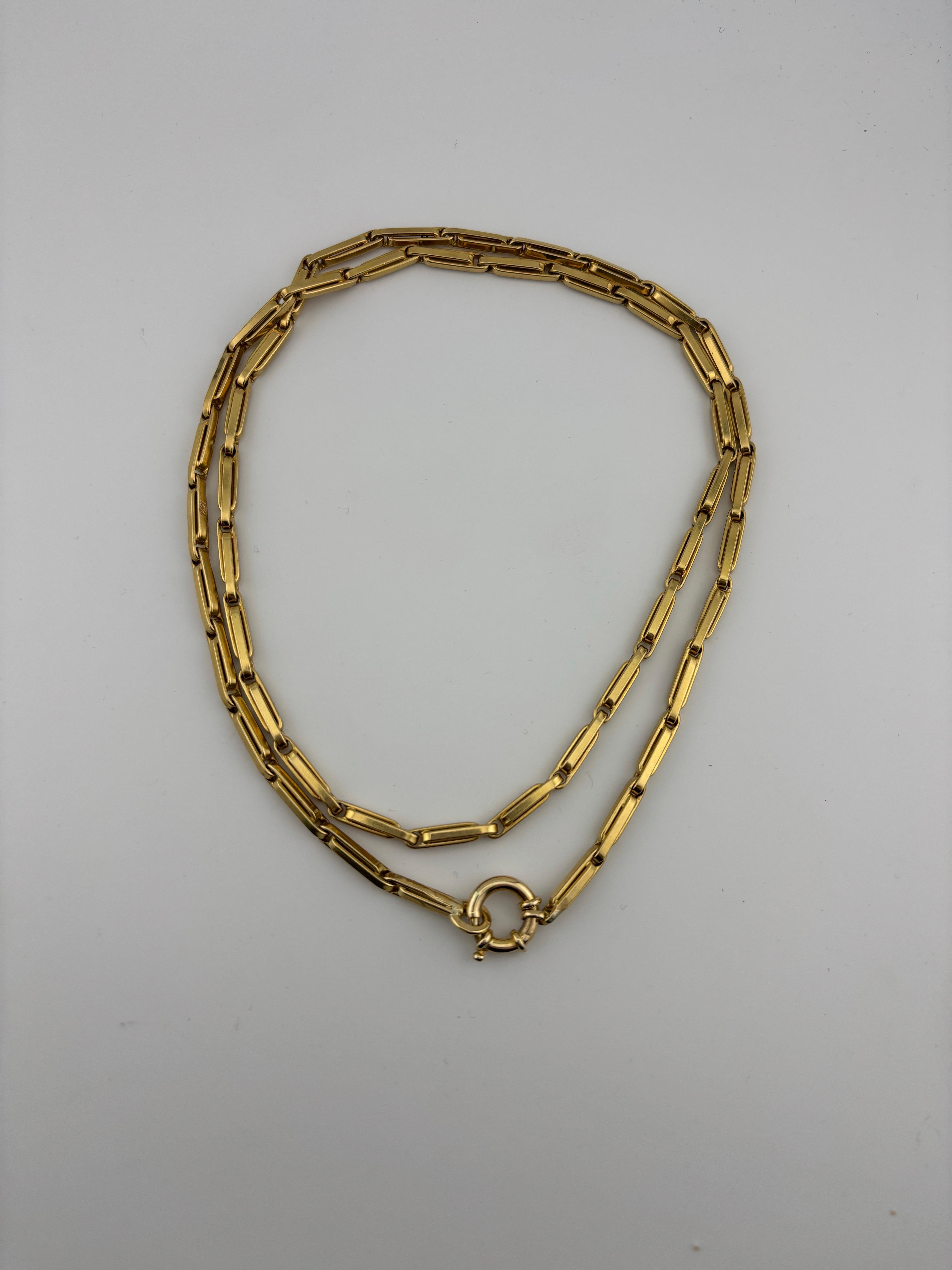 Schwere lange 18 Karat Gelbgold Kette Halskette im Angebot 4
