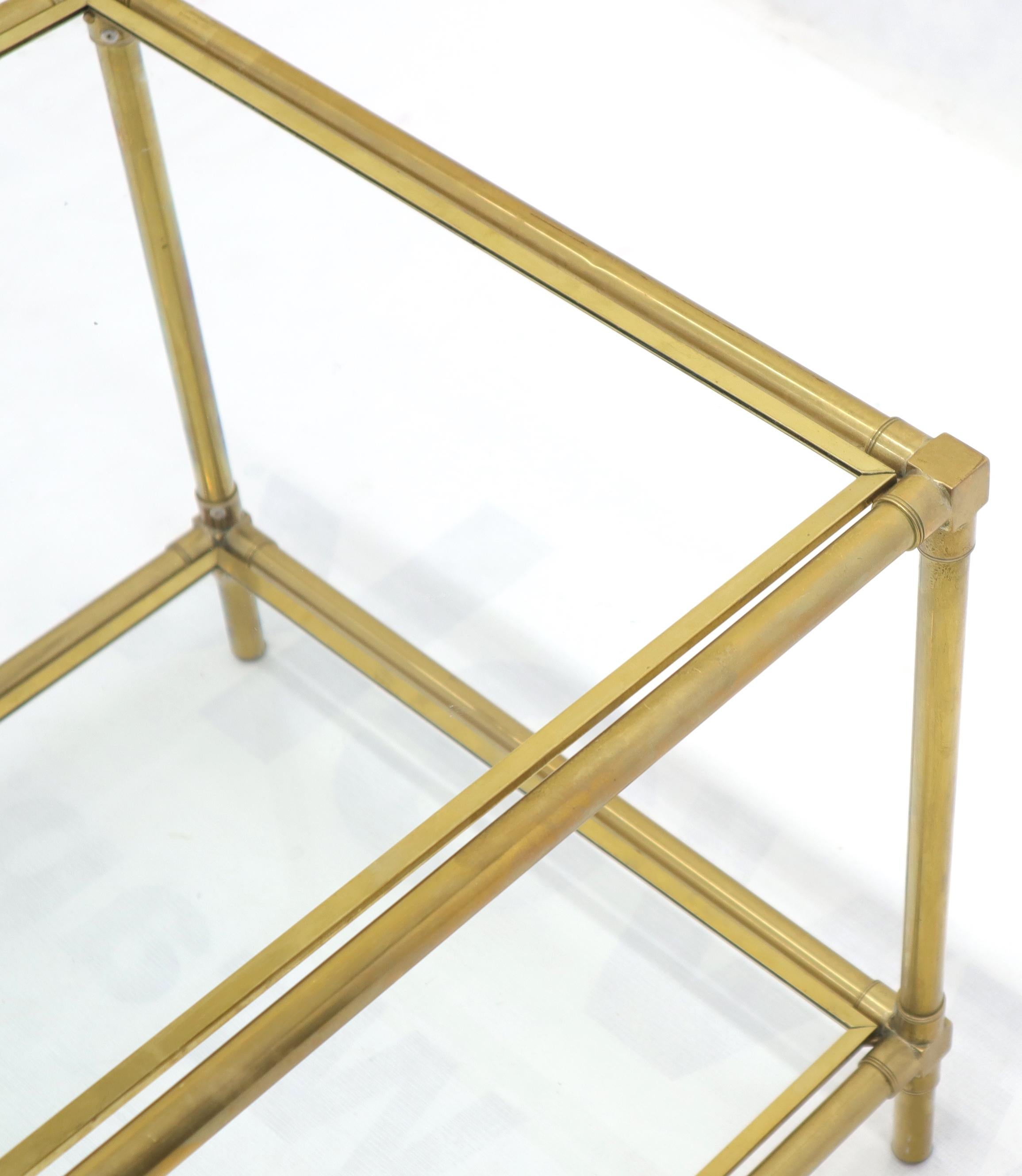 Heavy Machined Brass Glass Top Cube Shape Side Coffee Table For Sale 3
