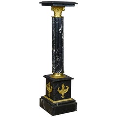 Heavy Marble and Gilt Metal Pedestal, Mid-20th Century Stand in Victorian Taste