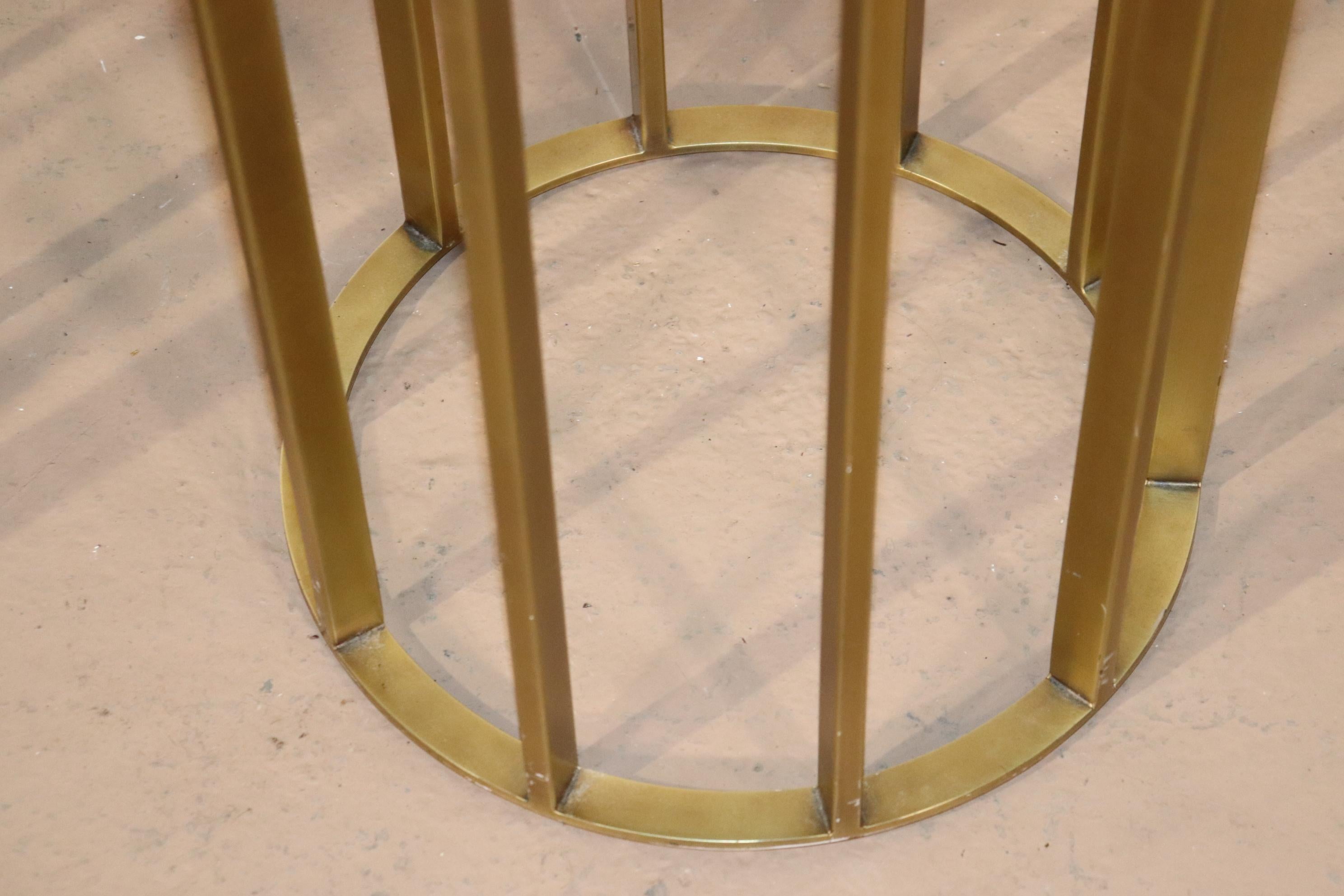 Heavy Marble Top Modern Brass Round End Tables 2