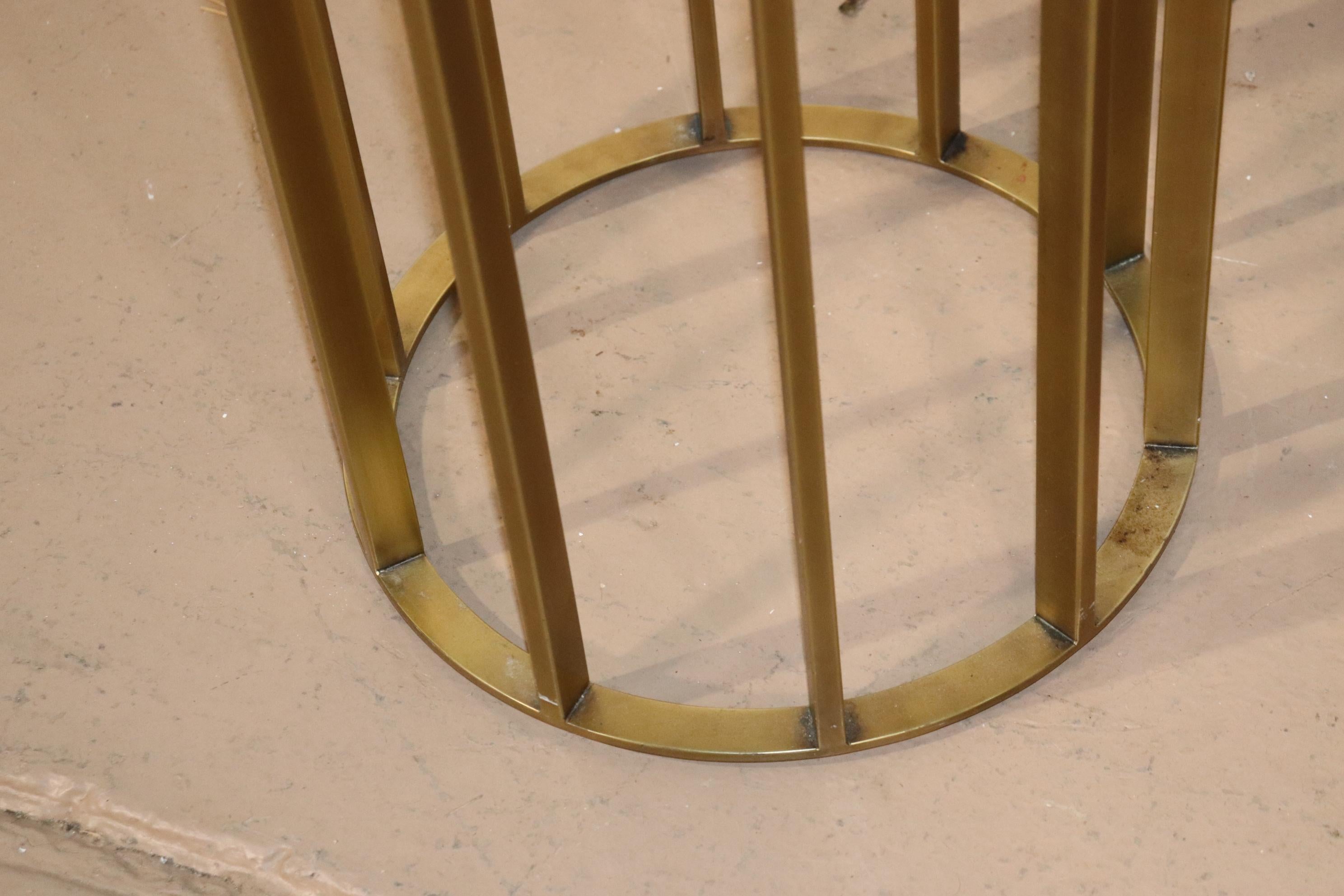 Heavy Marble Top Modern Brass Round End Tables 3