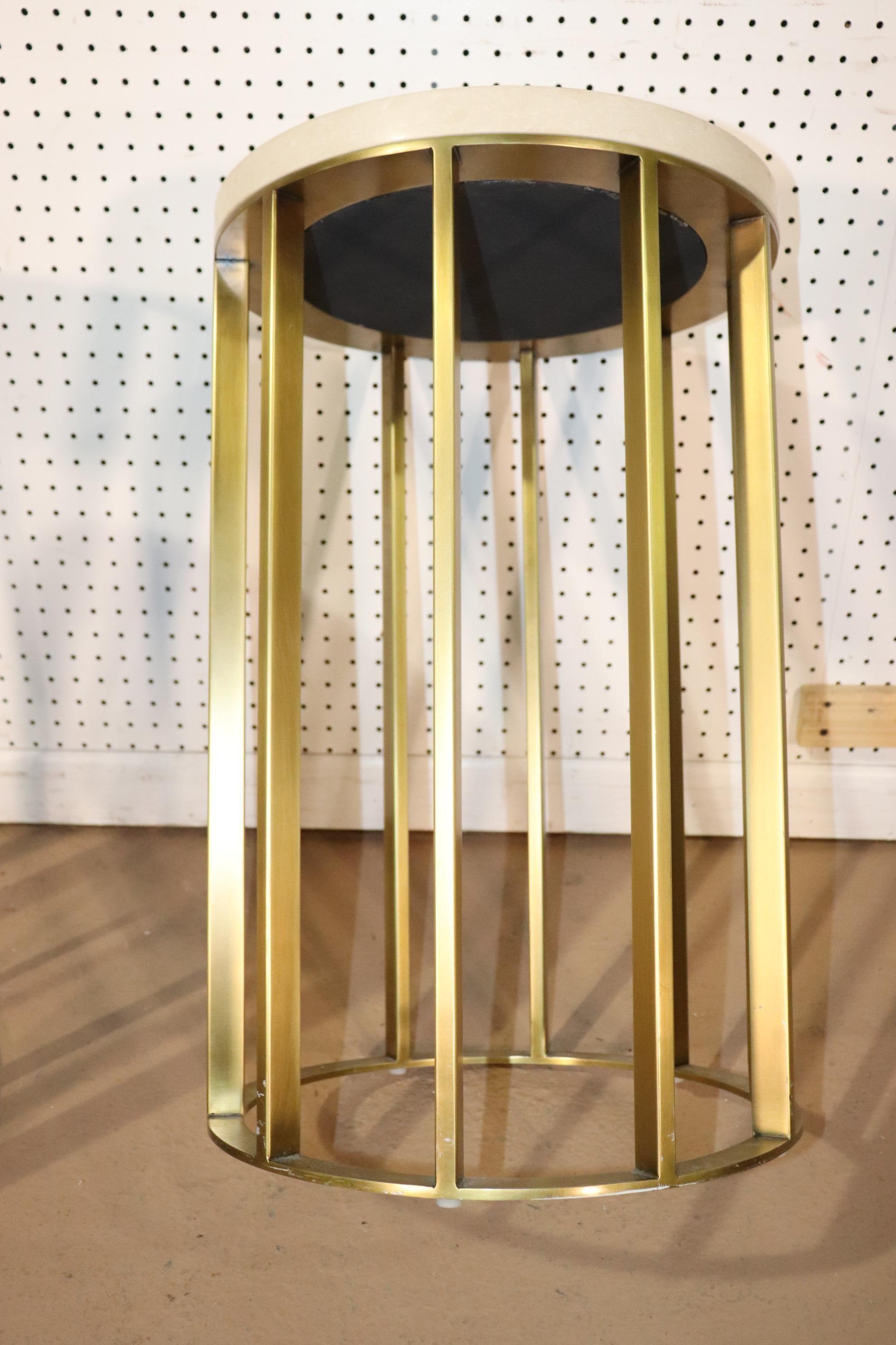 Heavy Marble Top Modern Brass Round End Tables 4
