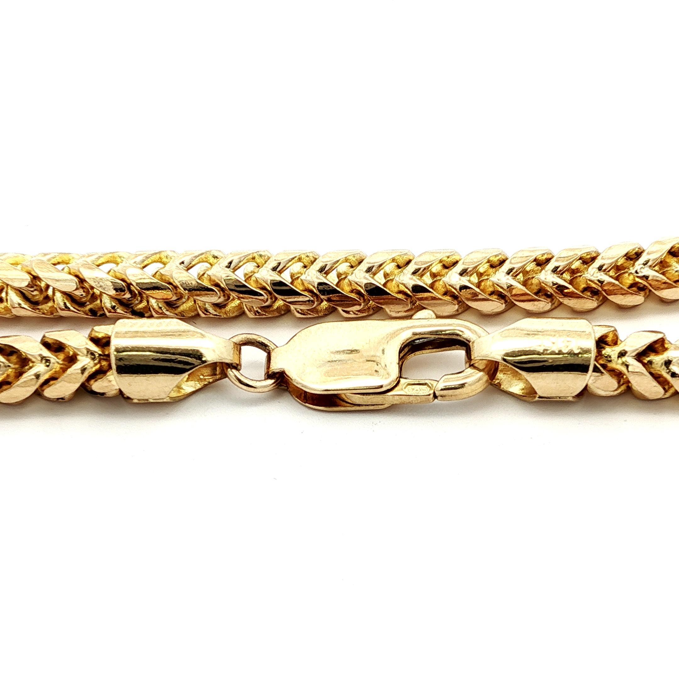 Collier homme lourd en or jaune 14k avec chaîne Franco Link de 24