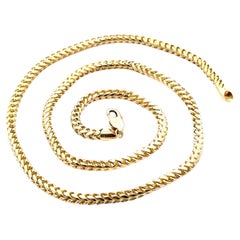 Heavy Men
s 14k Yellow Gold 24" Franco Link Chain Necklace w/ Lobster Claw Clasp