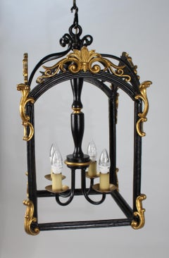 Heavy Metal Black and Gold Hanging Lantern