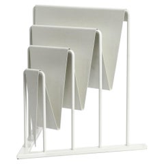 Heavy Metal Magazine Rack in White in Rare Postmodern Design