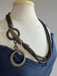 Heavy Metal Three Part Belt / Necklace + Cast Textured Double Ring Toggle Buckle