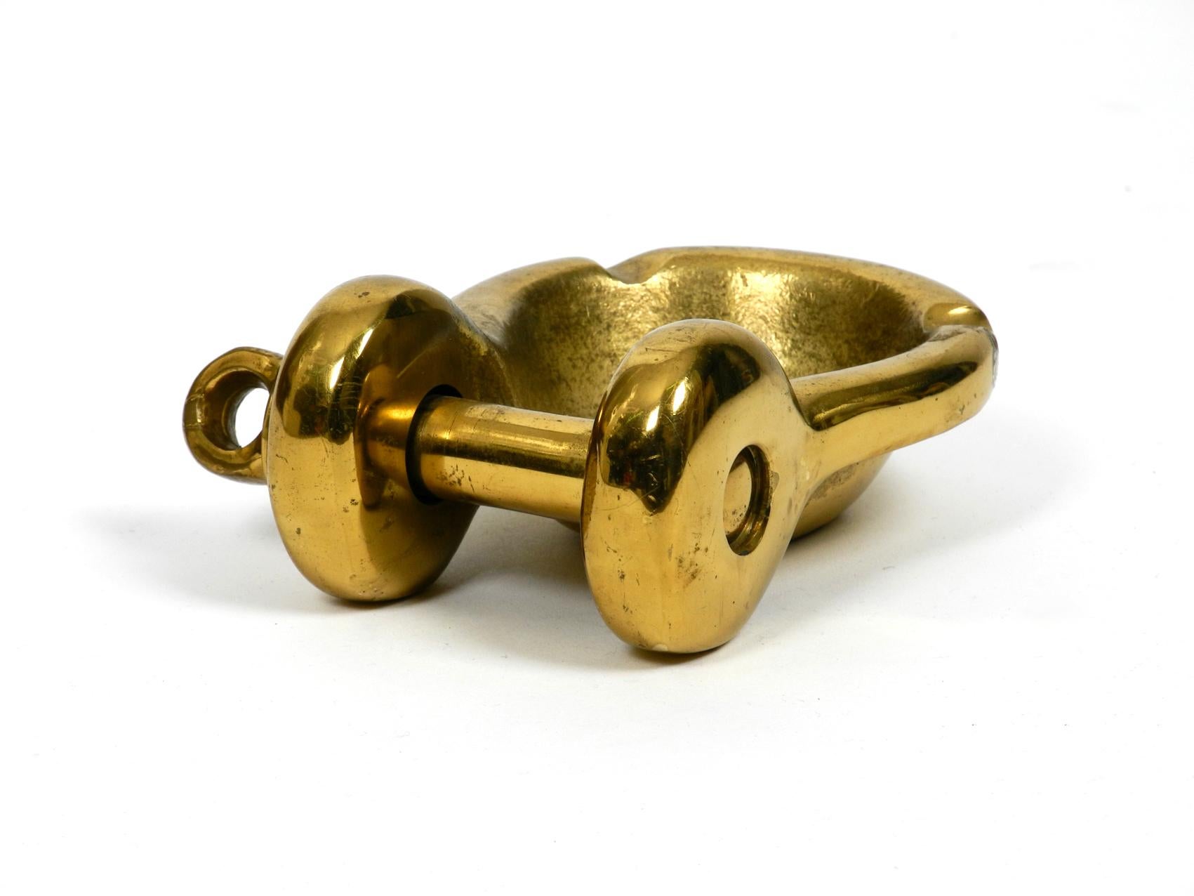 Mid-Century Modern Heavy Midcentury Brass Ashtray in the Shape of a Ship's Shackle